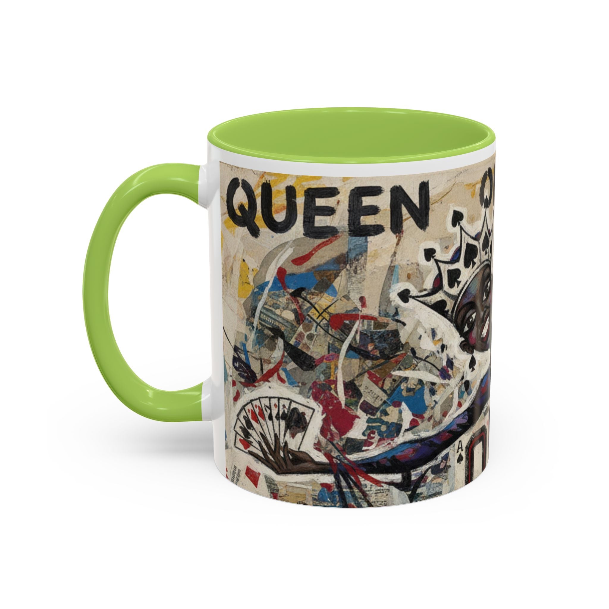Queen of Spades Art Coffee Mug — Afrocentric Playing Card Design (11/15 oz)