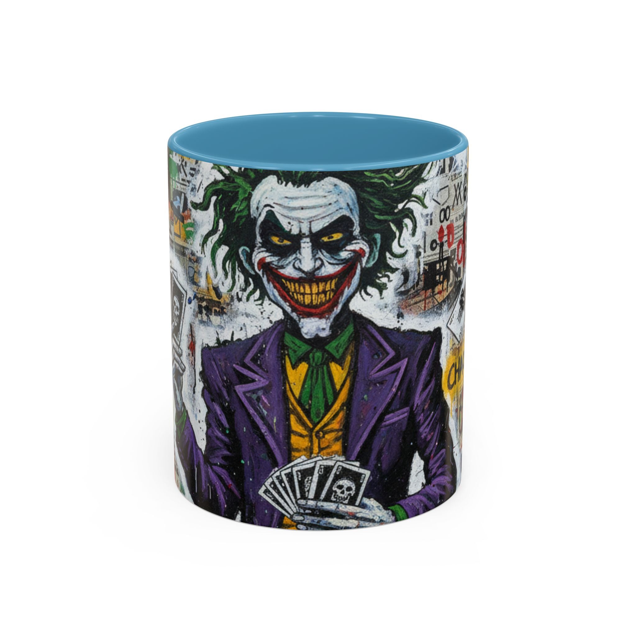Joker Graffiti Accent Coffee Mug – Street Art Batman Villain Design (11/15 oz)