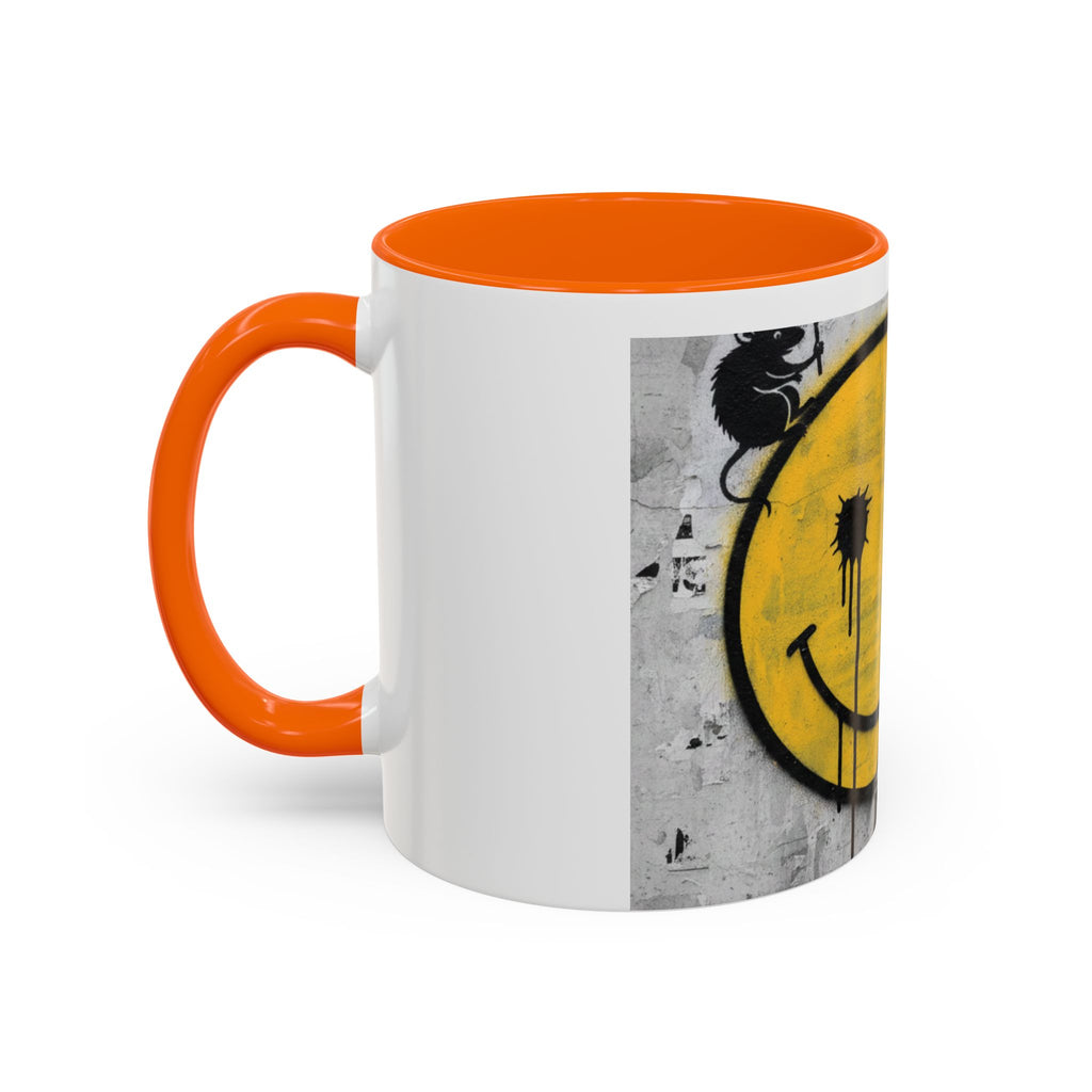 Graffiti Smiley Accent Coffee Mug – Dripping Eyes Street Art Design (11/15oz)