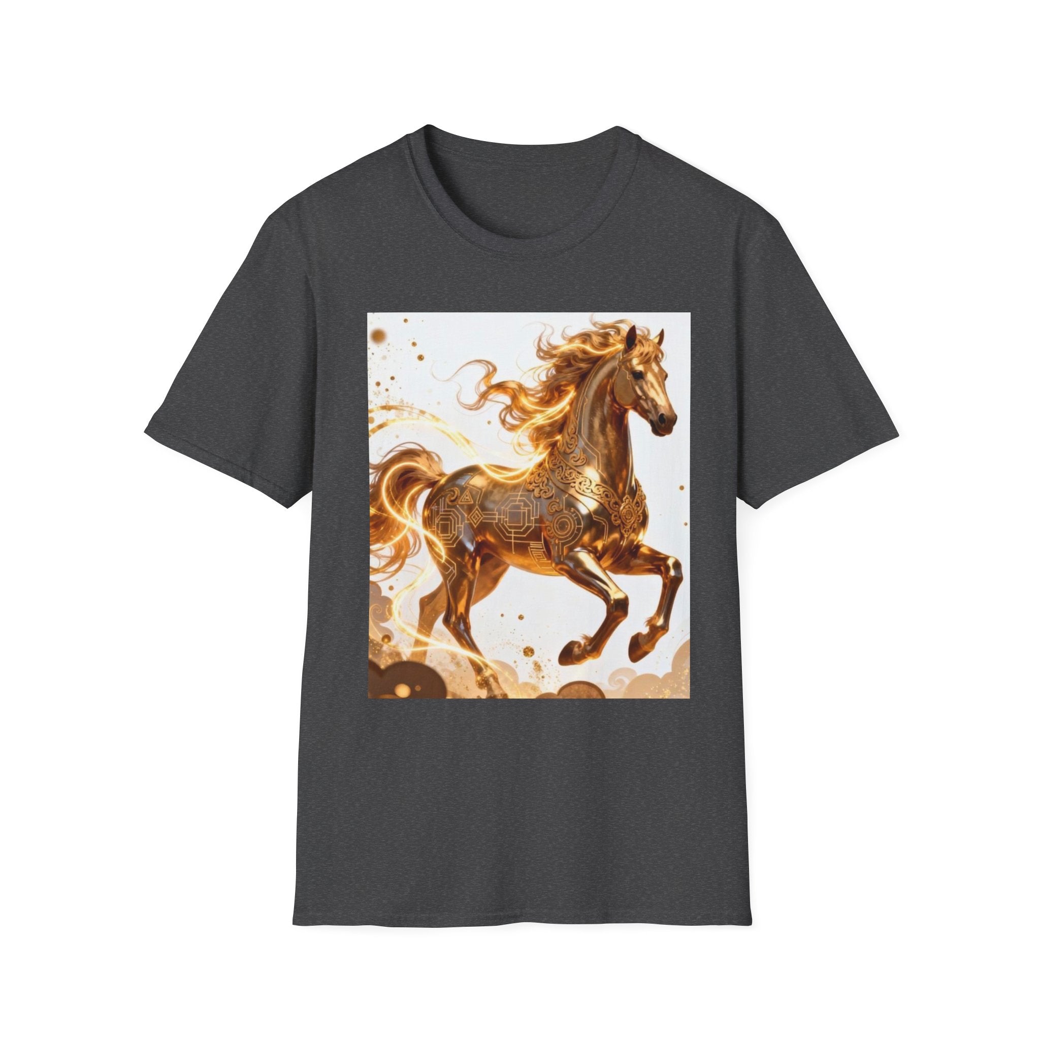 Golden Gallop Horse T-Shirt — Metallic Foil Stallion Graphic Tee