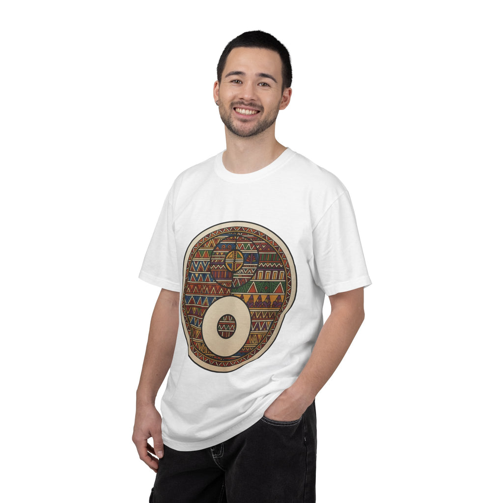 Aztec Drum Graphic T-Shirt — Tribal Pattern Music Tee