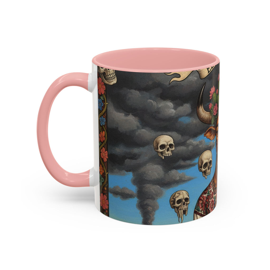 Surreal Folk Art Accent Mug — Cow Deity Holding Heart (11/15oz)