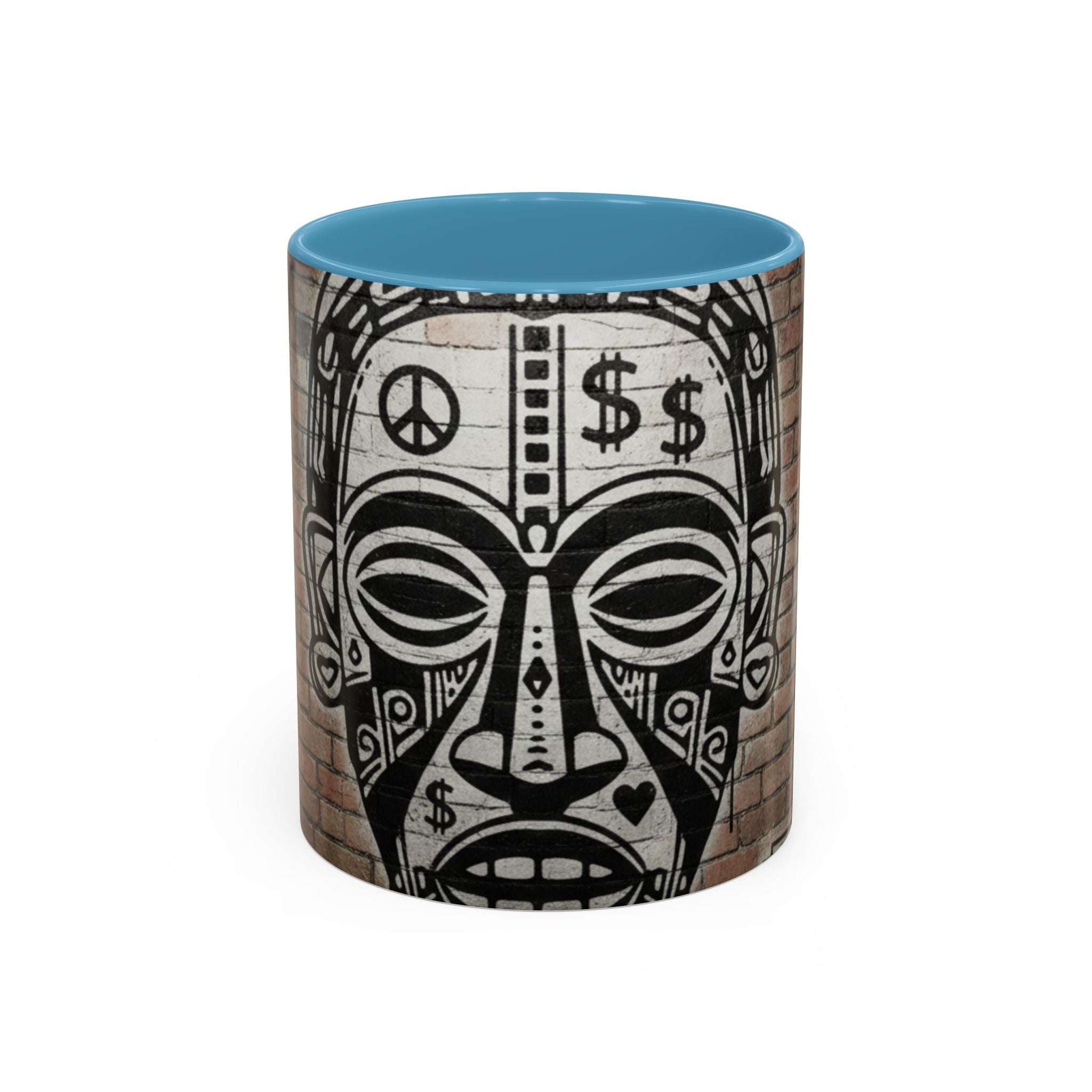 Tribal Mask Street Art Accent Coffee Mug — Graffiti Skull Design (11/15oz)