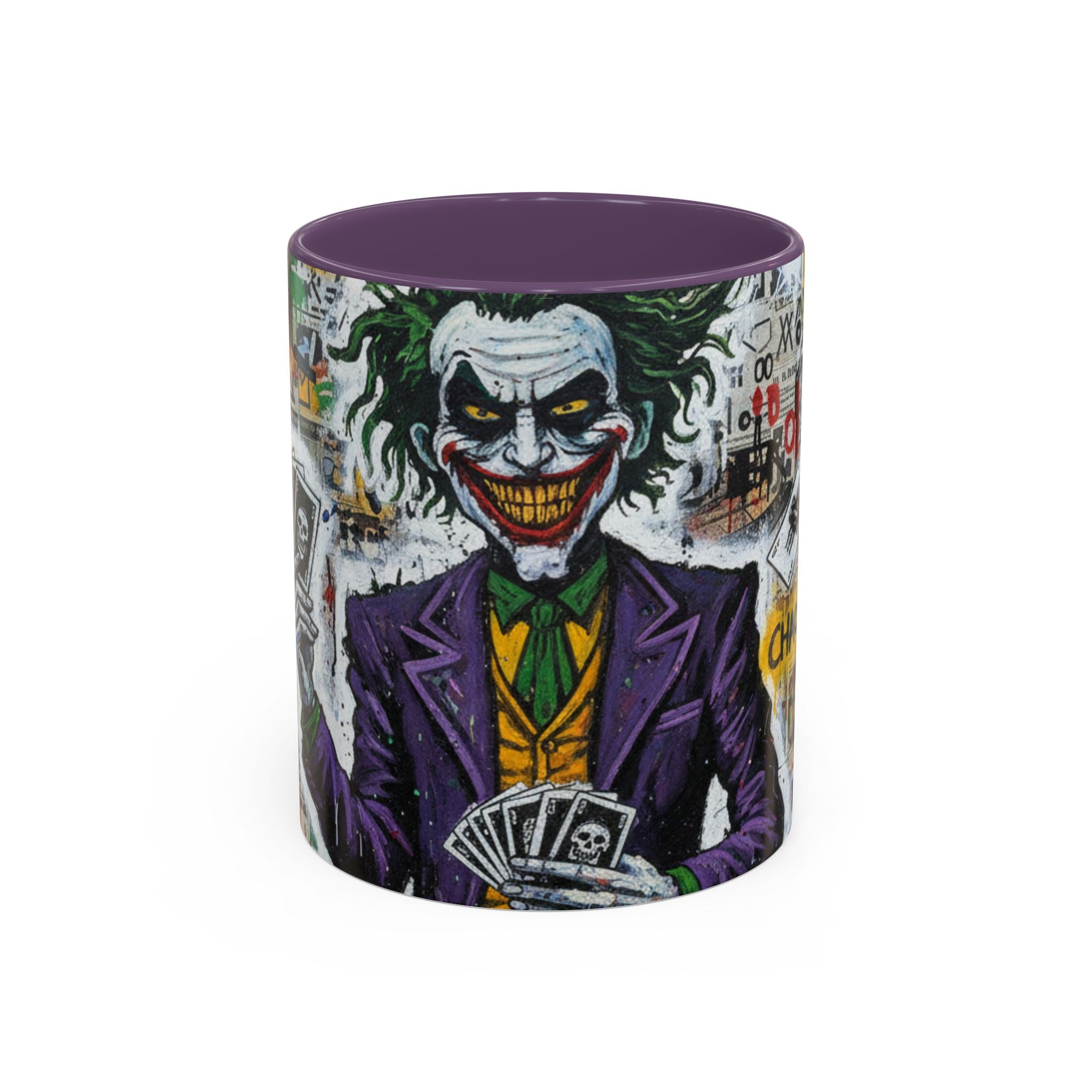 Joker Graffiti Accent Coffee Mug – Street Art Batman Villain Design (11/15 oz)