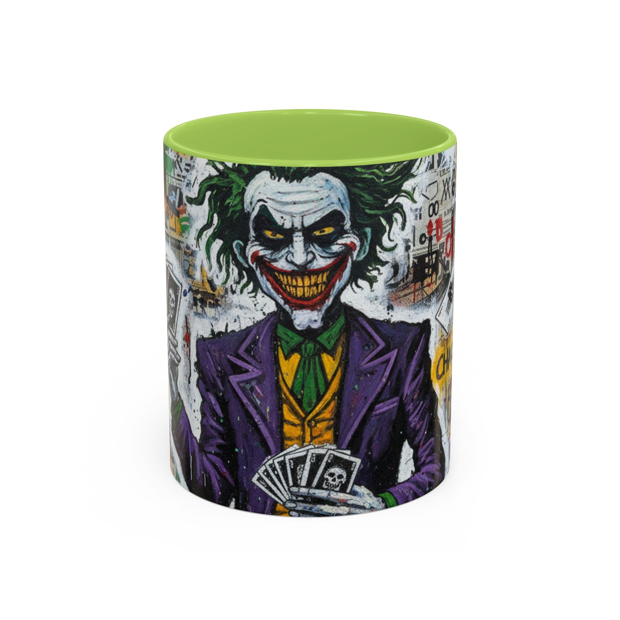 Joker Graffiti Accent Coffee Mug – Street Art Batman Villain Design (11/15 oz)