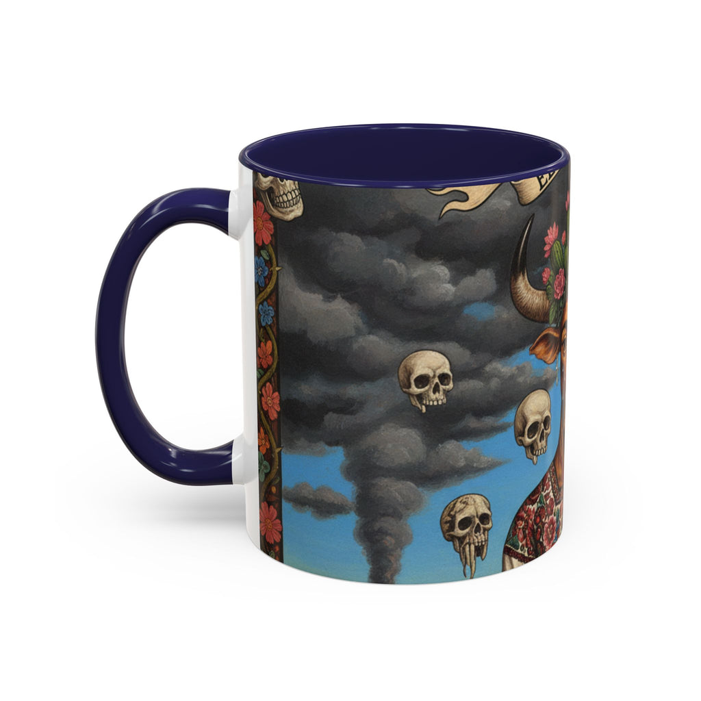 Surreal Folk Art Accent Mug — Cow Deity Holding Heart (11/15oz)