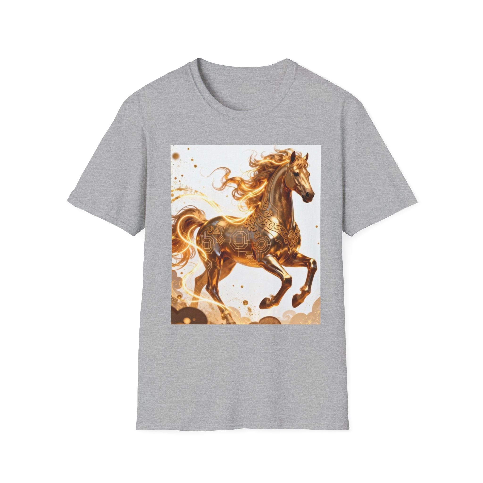 Golden Gallop Horse T-Shirt — Metallic Foil Stallion Graphic Tee