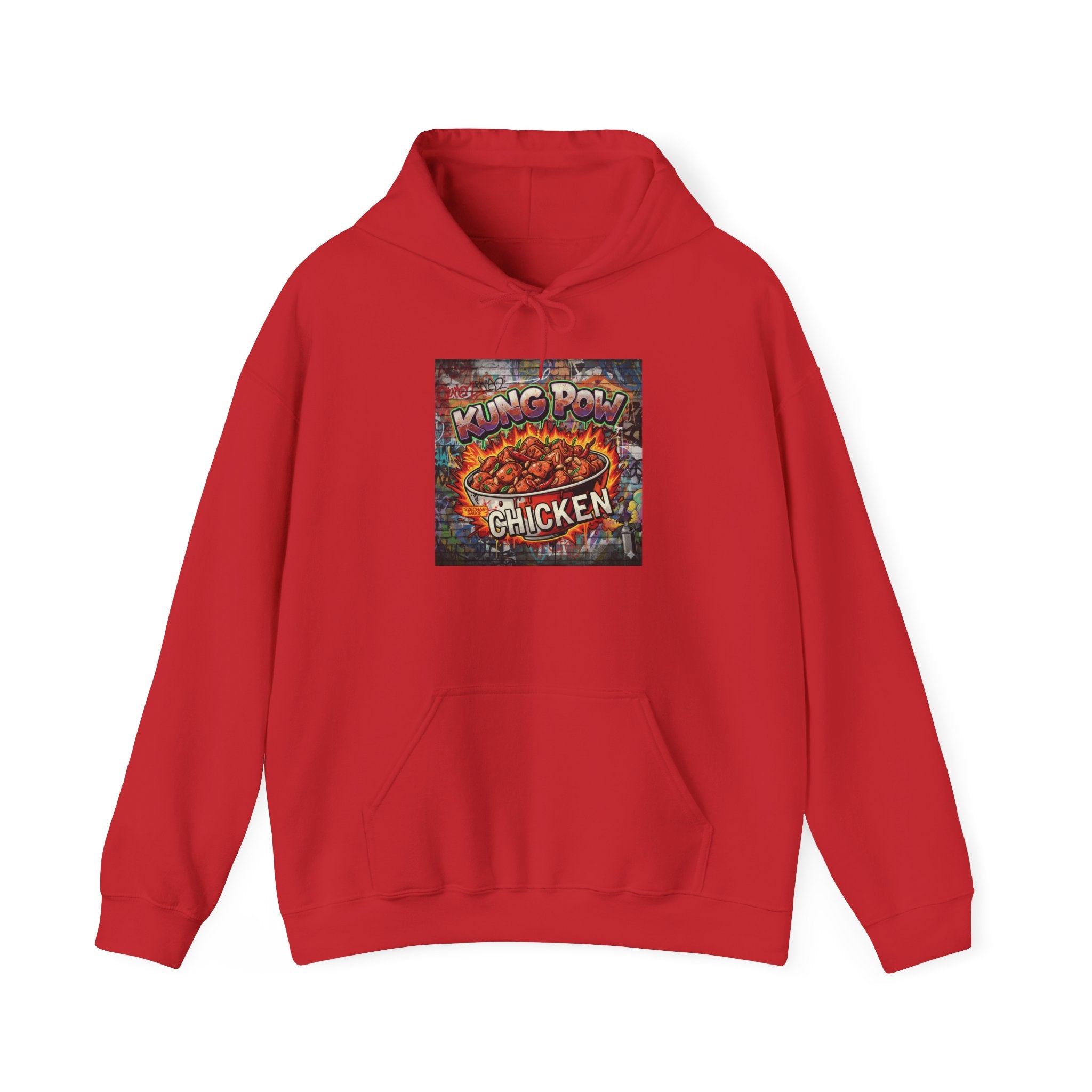 Spicy Kung Pao Chicken Hoodie — Vintage Chinese Takeout Food Graphic Sweatshirt