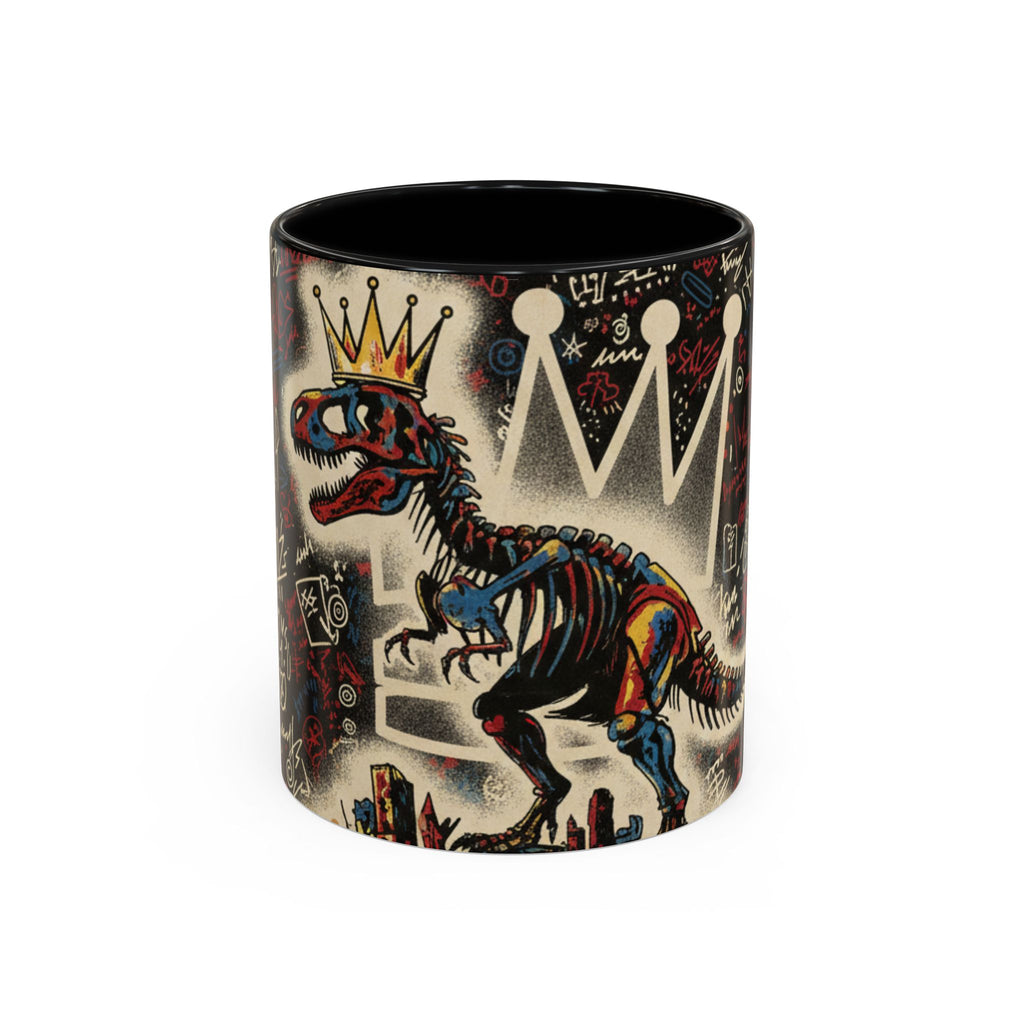 King Rex Coffee Mug — Retro 'The Crowned Beast' Dinosaur Art Accent Mug (11/15oz)