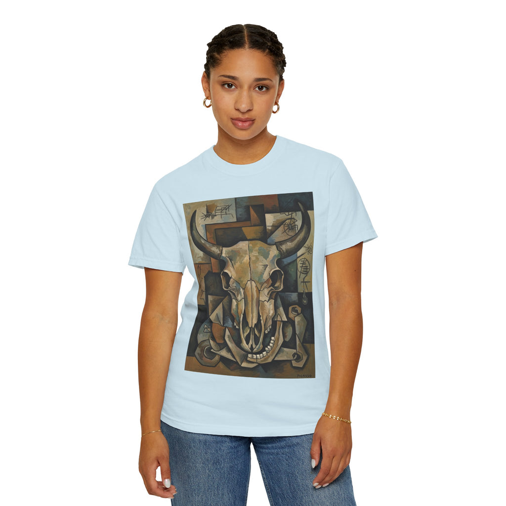 Bull Skull Art T-Shirt — Southwestern Cubist Skull Graphic Tee