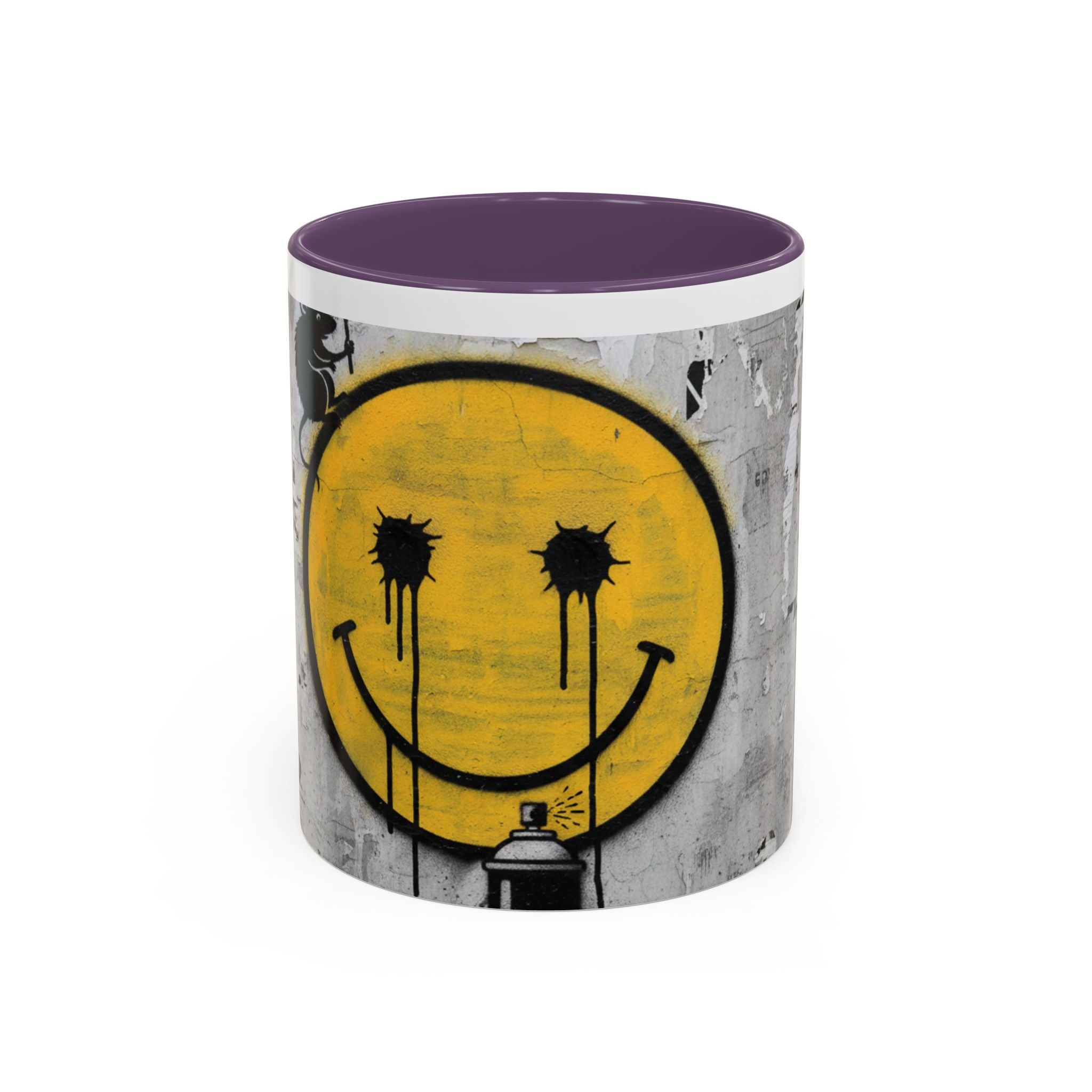 Graffiti Smiley Accent Coffee Mug – Dripping Eyes Street Art Design (11/15oz)