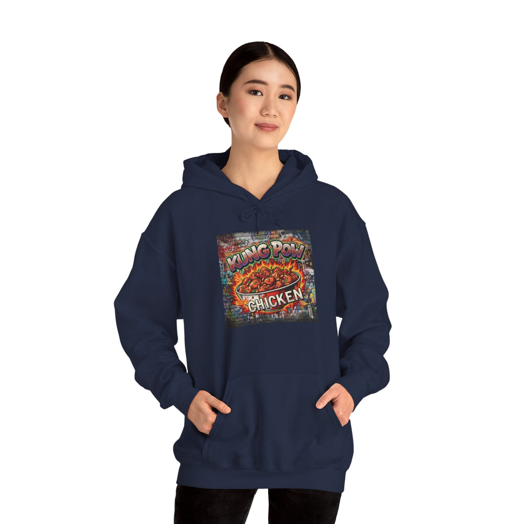 Spicy Kung Pao Chicken Hoodie — Vintage Chinese Takeout Food Graphic Sweatshirt