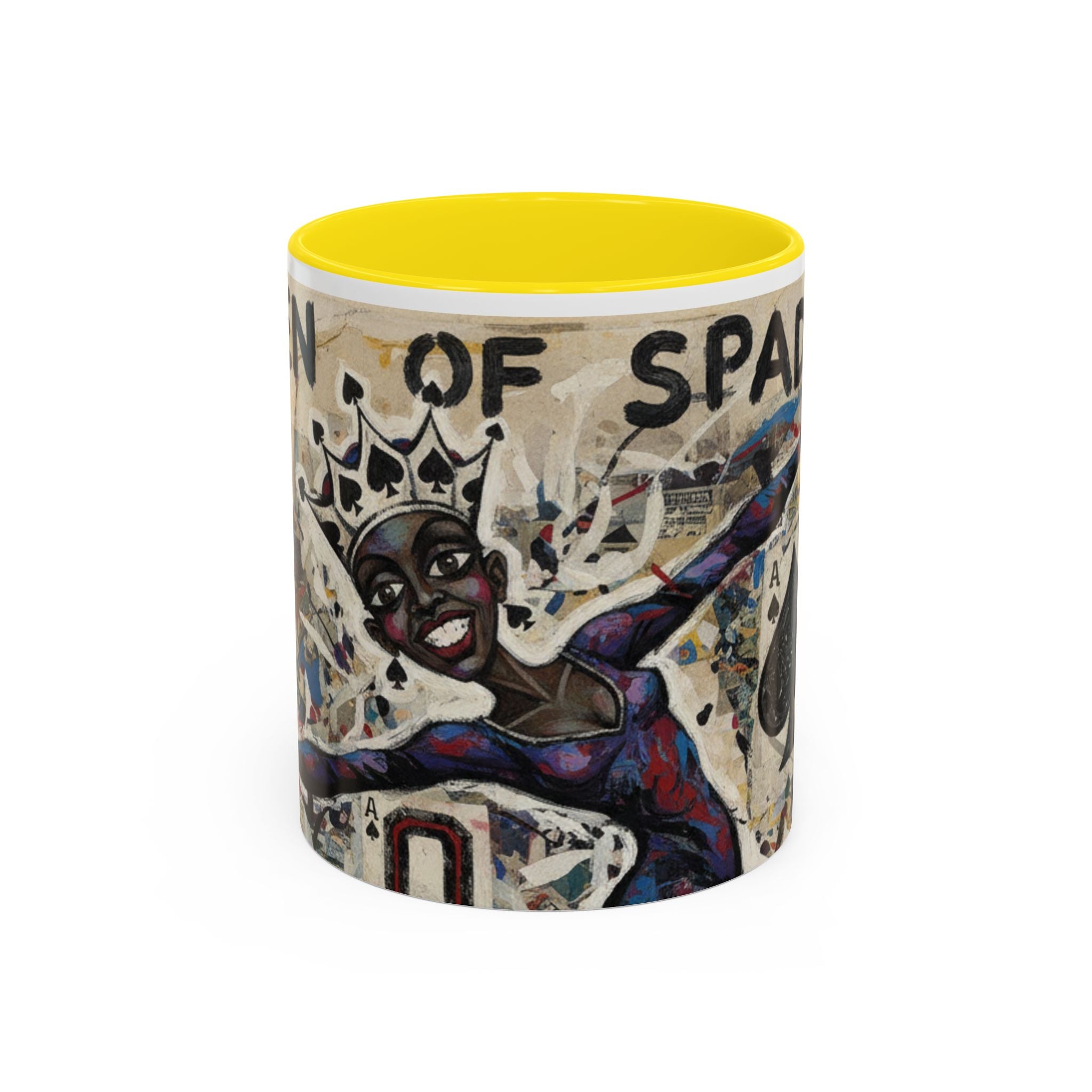 Queen of Spades Art Coffee Mug — Afrocentric Playing Card Design (11/15 oz)
