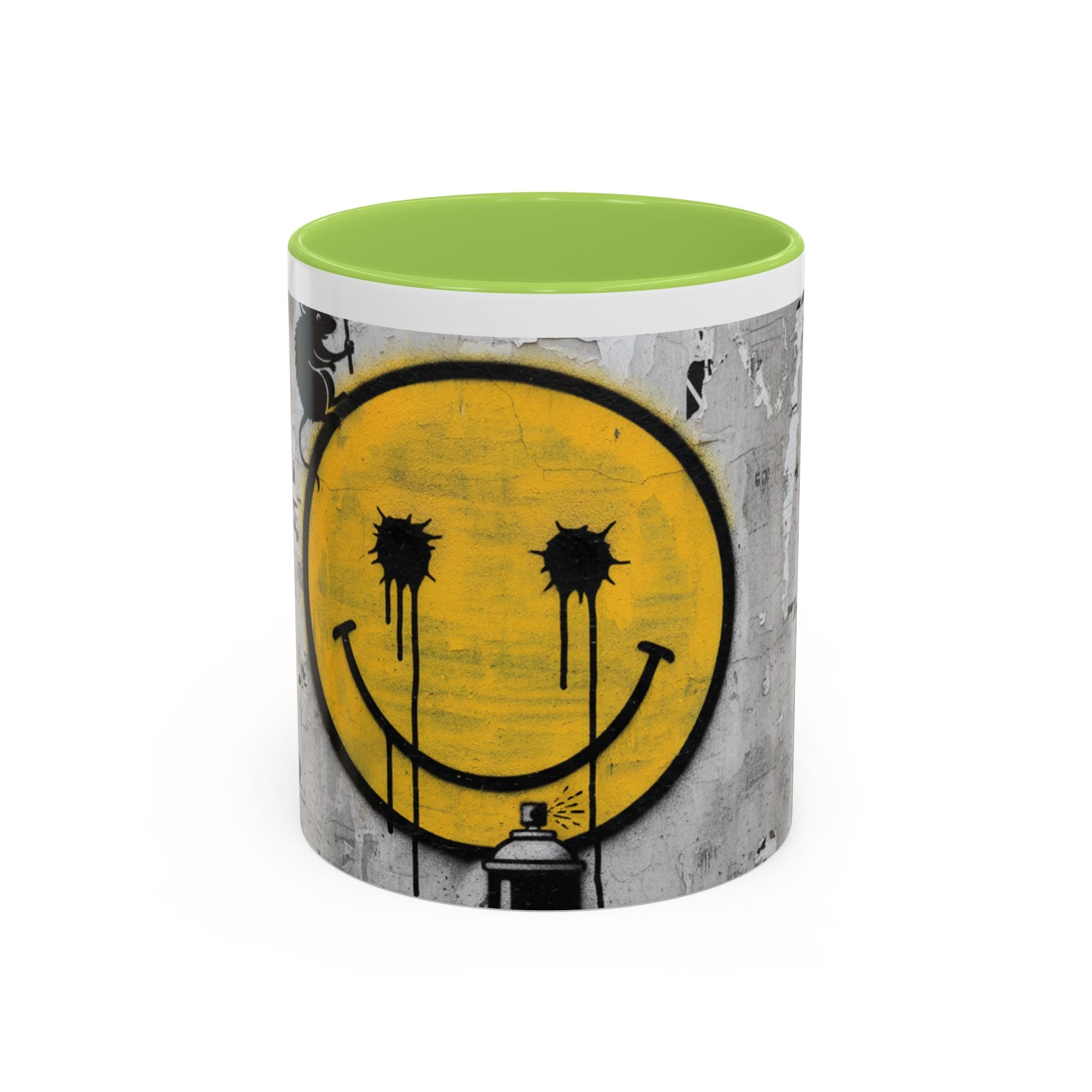 Graffiti Smiley Accent Coffee Mug – Dripping Eyes Street Art Design (11/15oz)