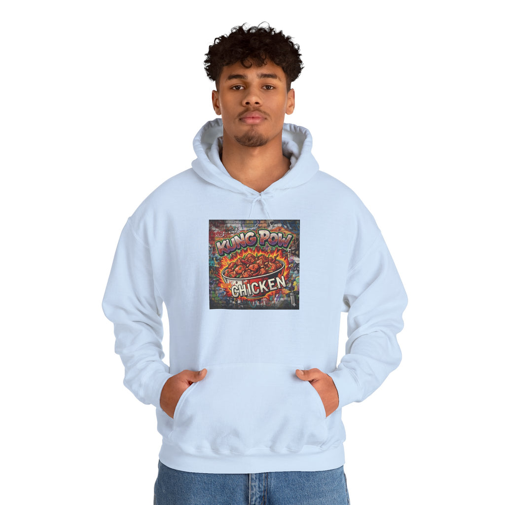 Spicy Kung Pao Chicken Hoodie — Vintage Chinese Takeout Food Graphic Sweatshirt