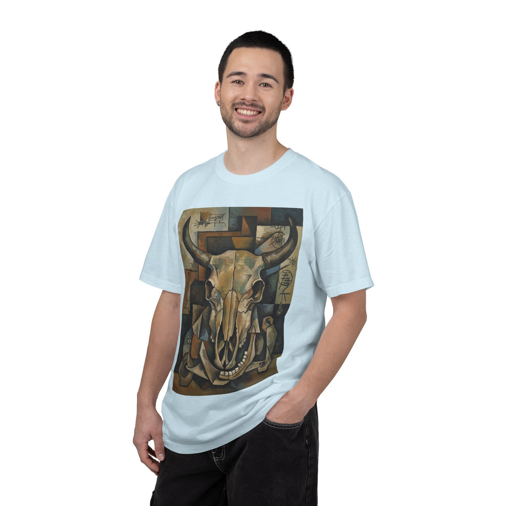 Bull Skull Art T-Shirt — Southwestern Cubist Skull Graphic Tee