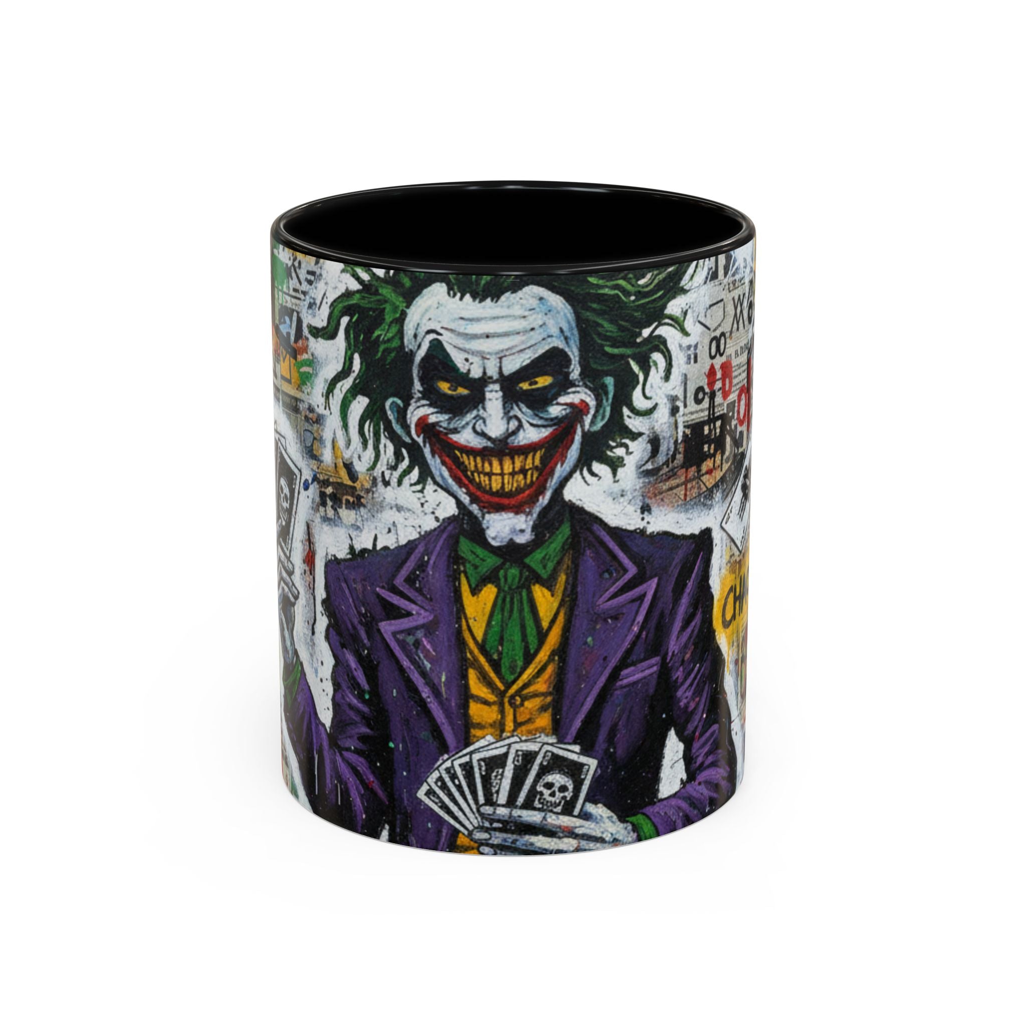 Joker Graffiti Accent Coffee Mug – Street Art Batman Villain Design (11/15 oz)