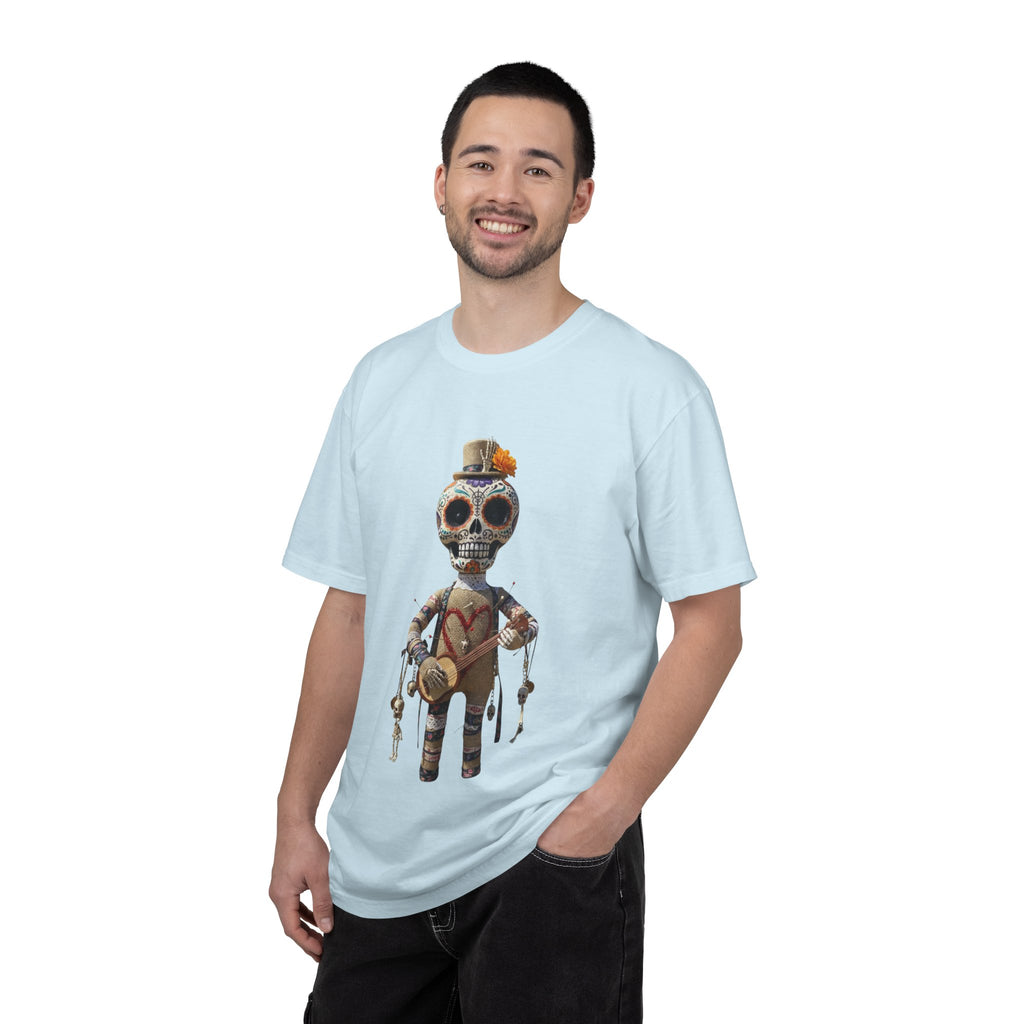 Day of the Dead Sugar Skull Doll T-Shirt — Skeleton Maraca Musician Tee