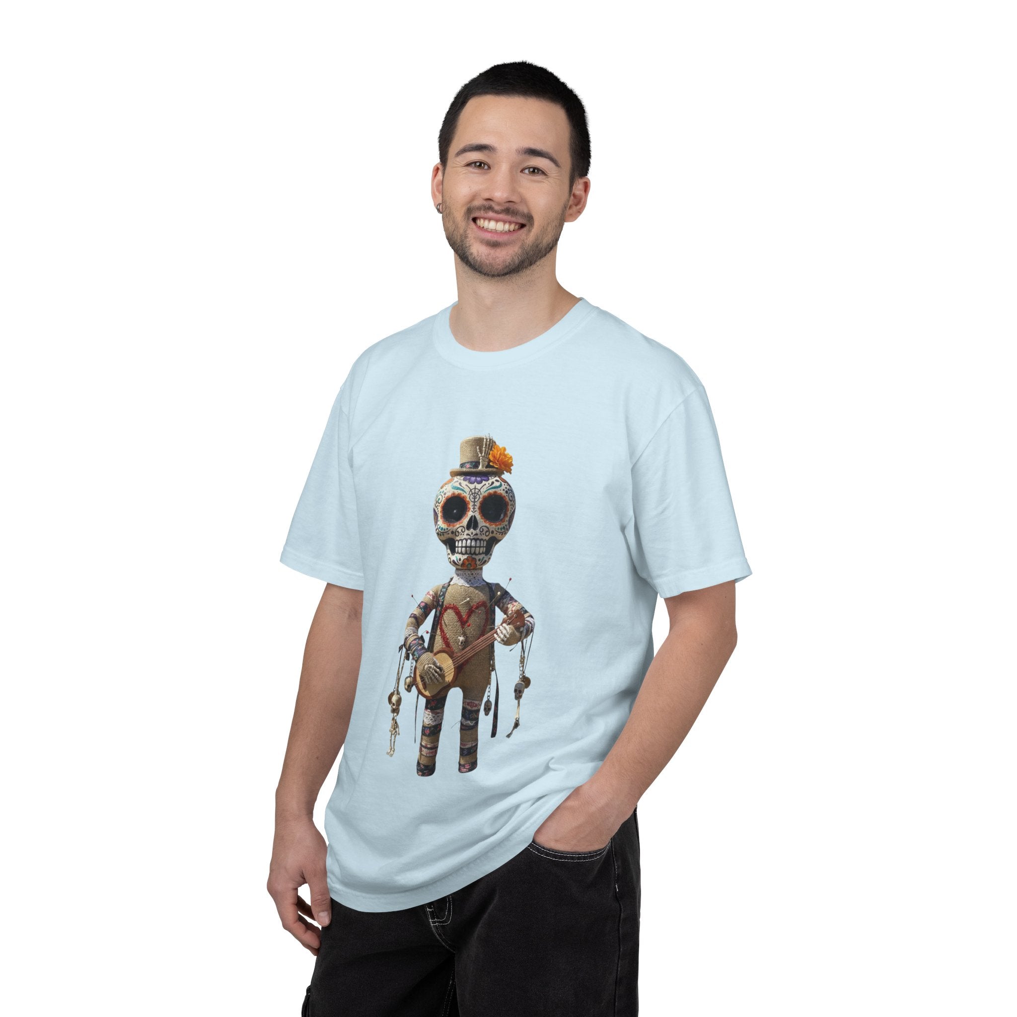 Day of the Dead Sugar Skull Doll T-Shirt — Skeleton Maraca Musician Tee