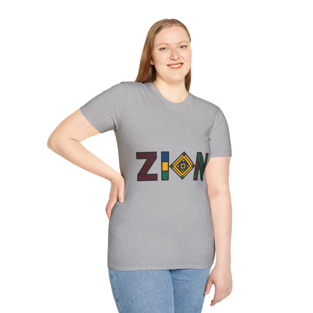 Zion Afrocentric Graphic T-Shirt — Bold Tribal Lettering