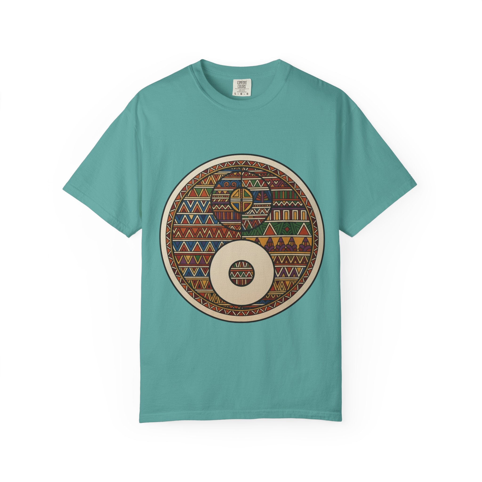 Aztec Drum Graphic T-Shirt — Tribal Pattern Music Tee