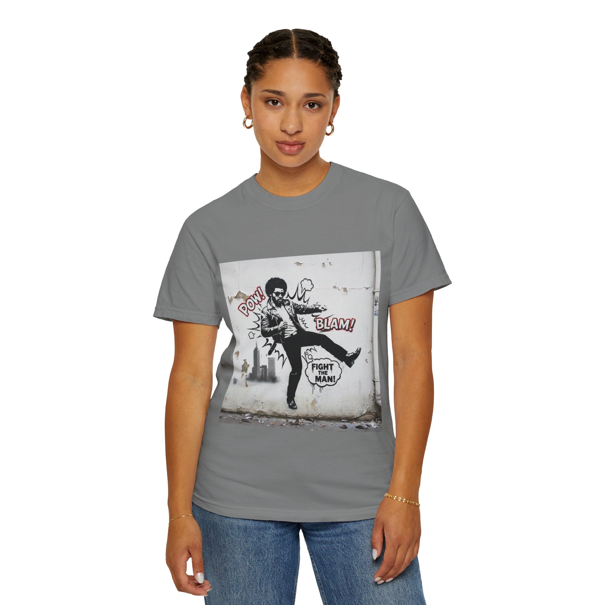 Fight the Man Graphic T-Shirt — Retro Comic Street Art Tee