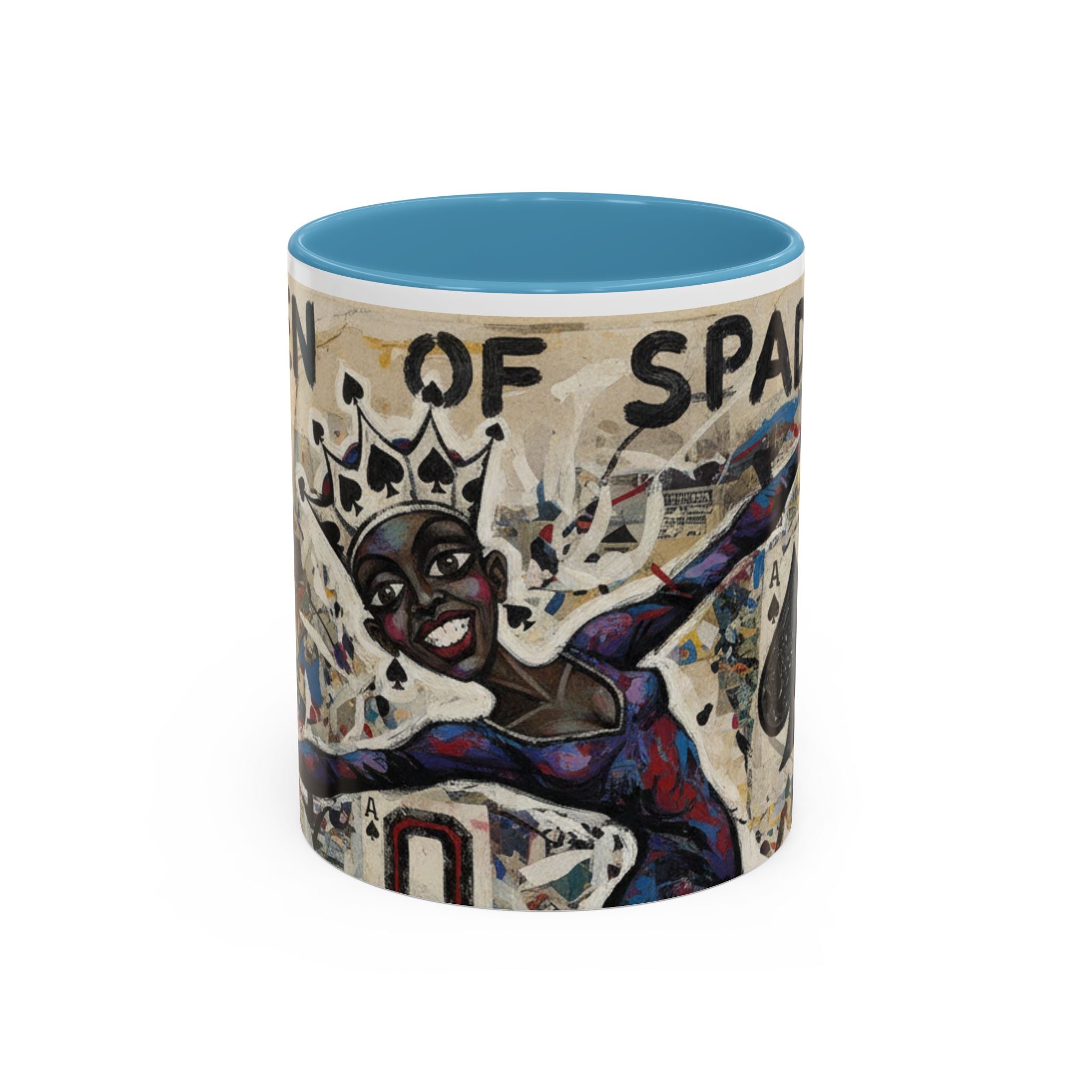 Queen of Spades Art Coffee Mug — Afrocentric Playing Card Design (11/15 oz)