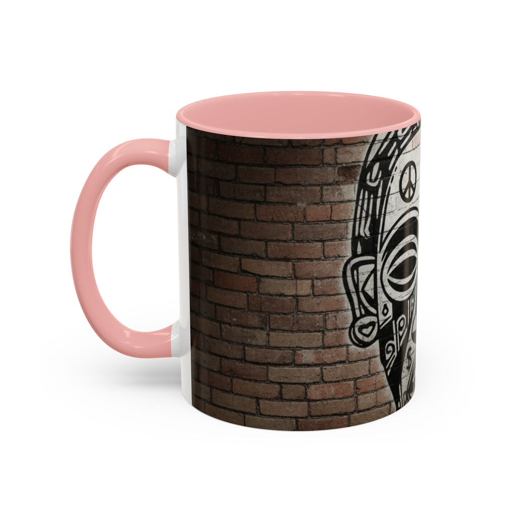Tribal Mask Street Art Accent Coffee Mug — Graffiti Skull Design (11/15oz)
