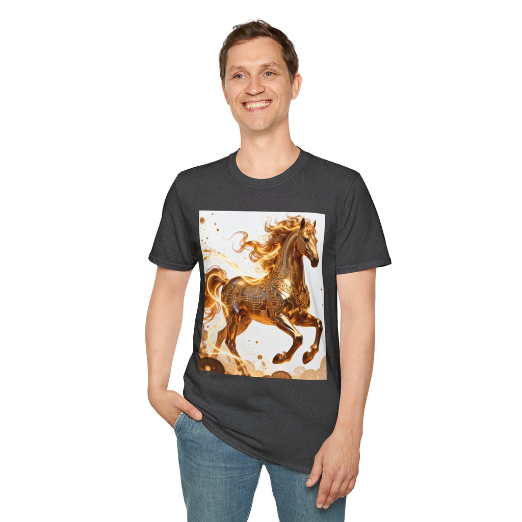Golden Gallop Horse T-Shirt — Metallic Foil Stallion Graphic Tee