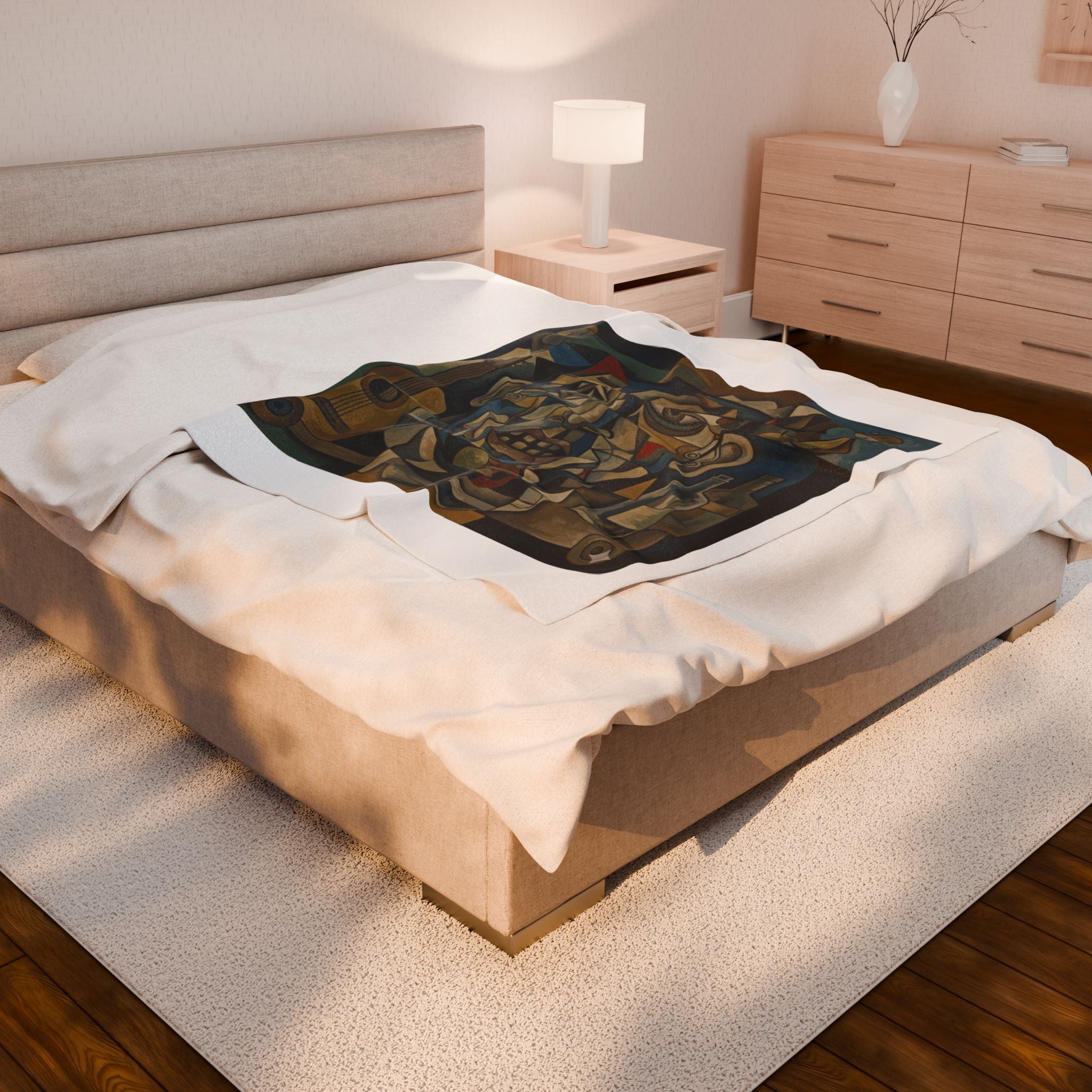 Abstract Cubist Face Velveteen Plush Blanket