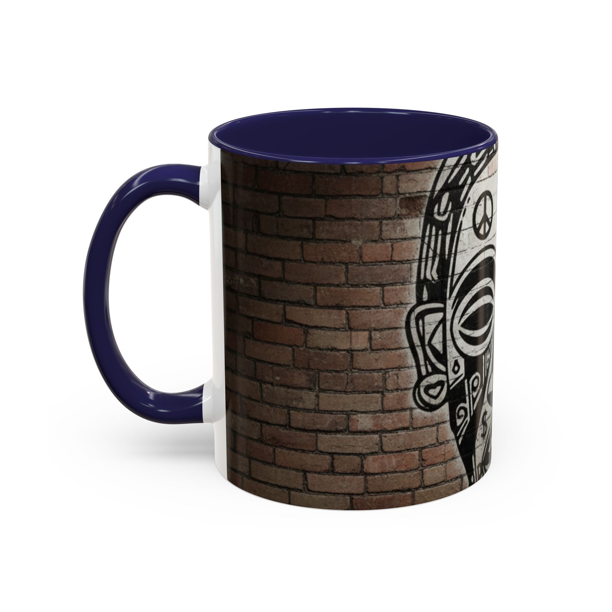 Tribal Mask Street Art Accent Coffee Mug — Graffiti Skull Design (11/15oz)