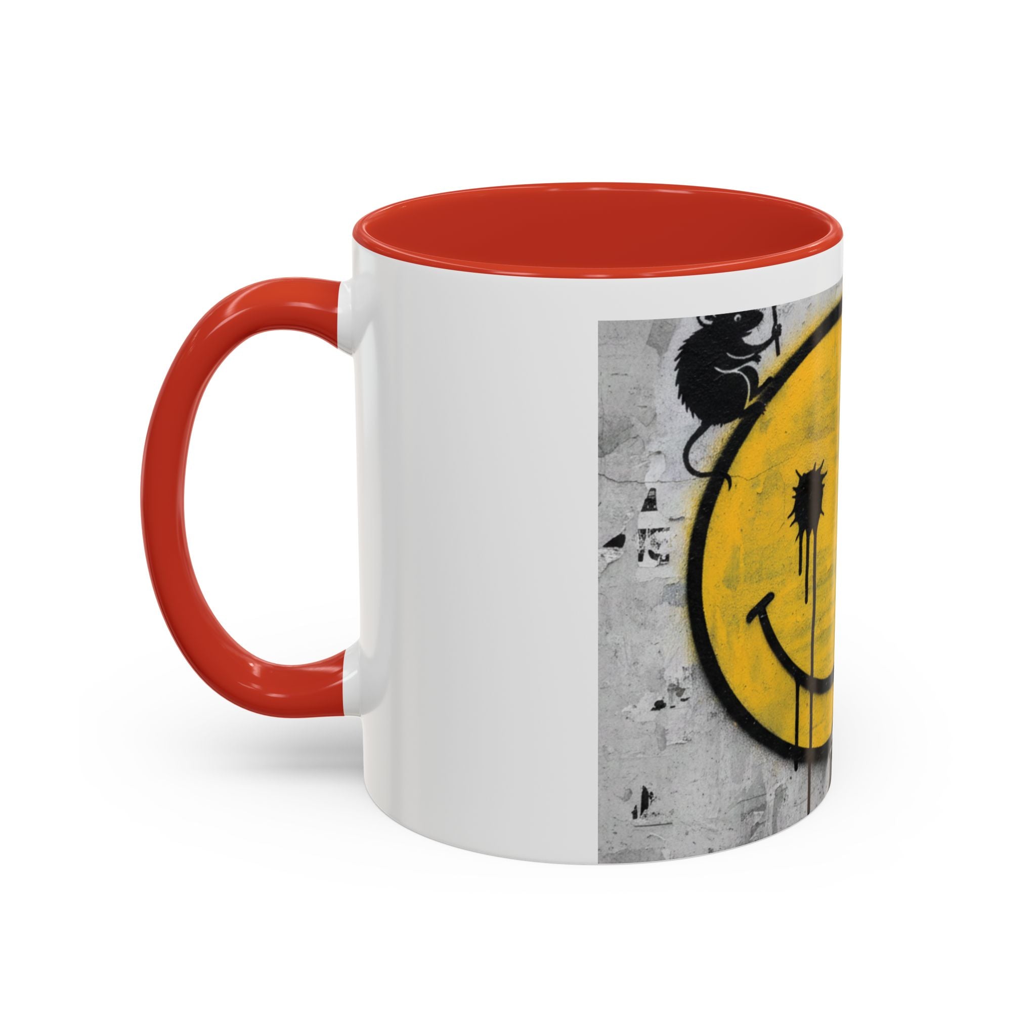 Graffiti Smiley Accent Coffee Mug – Dripping Eyes Street Art Design (11/15oz)