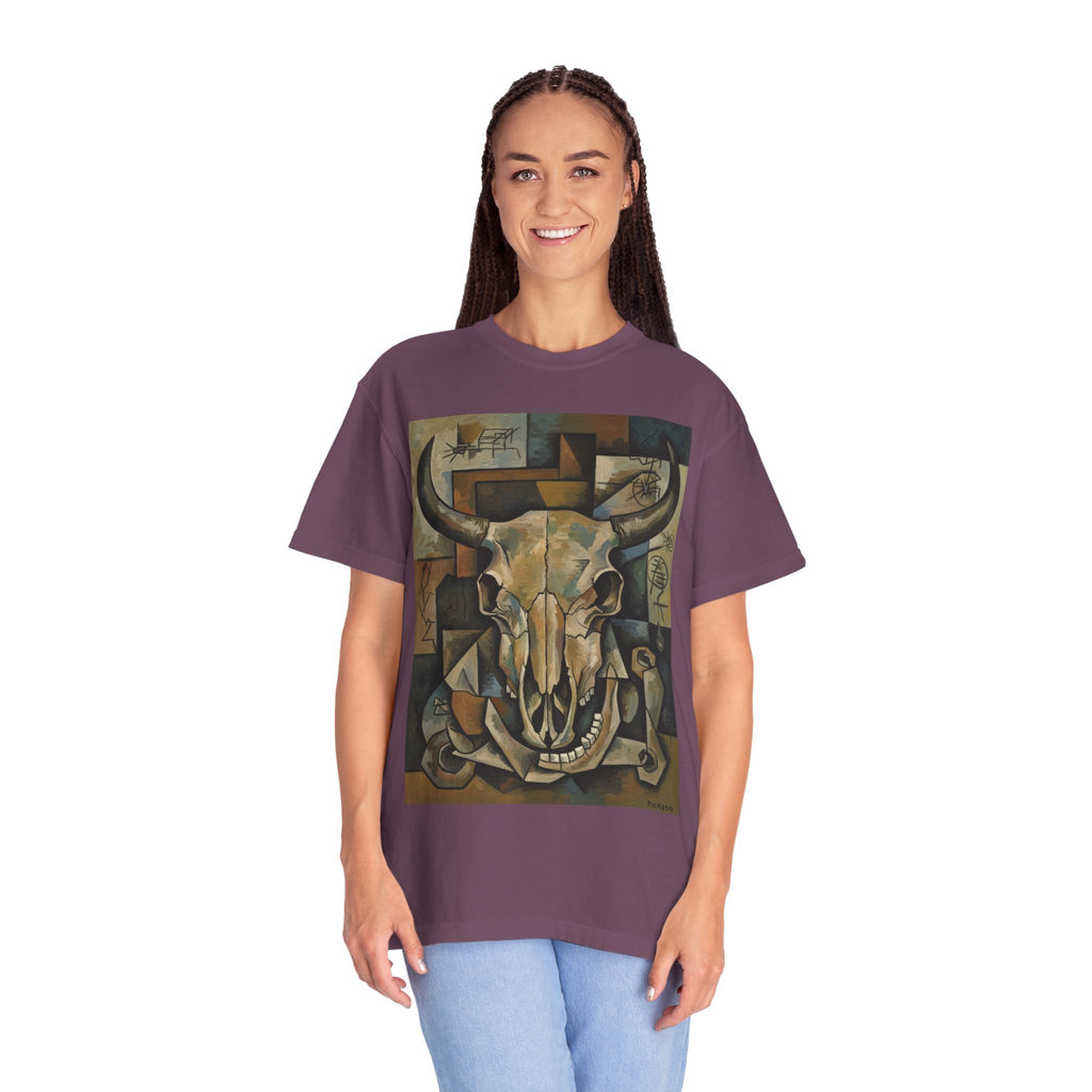 Bull Skull Art T-Shirt — Southwestern Cubist Skull Graphic Tee