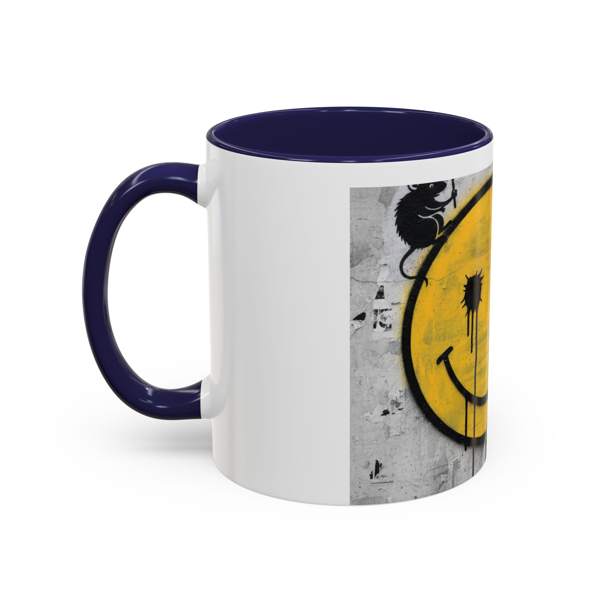 Graffiti Smiley Accent Coffee Mug – Dripping Eyes Street Art Design (11/15oz)