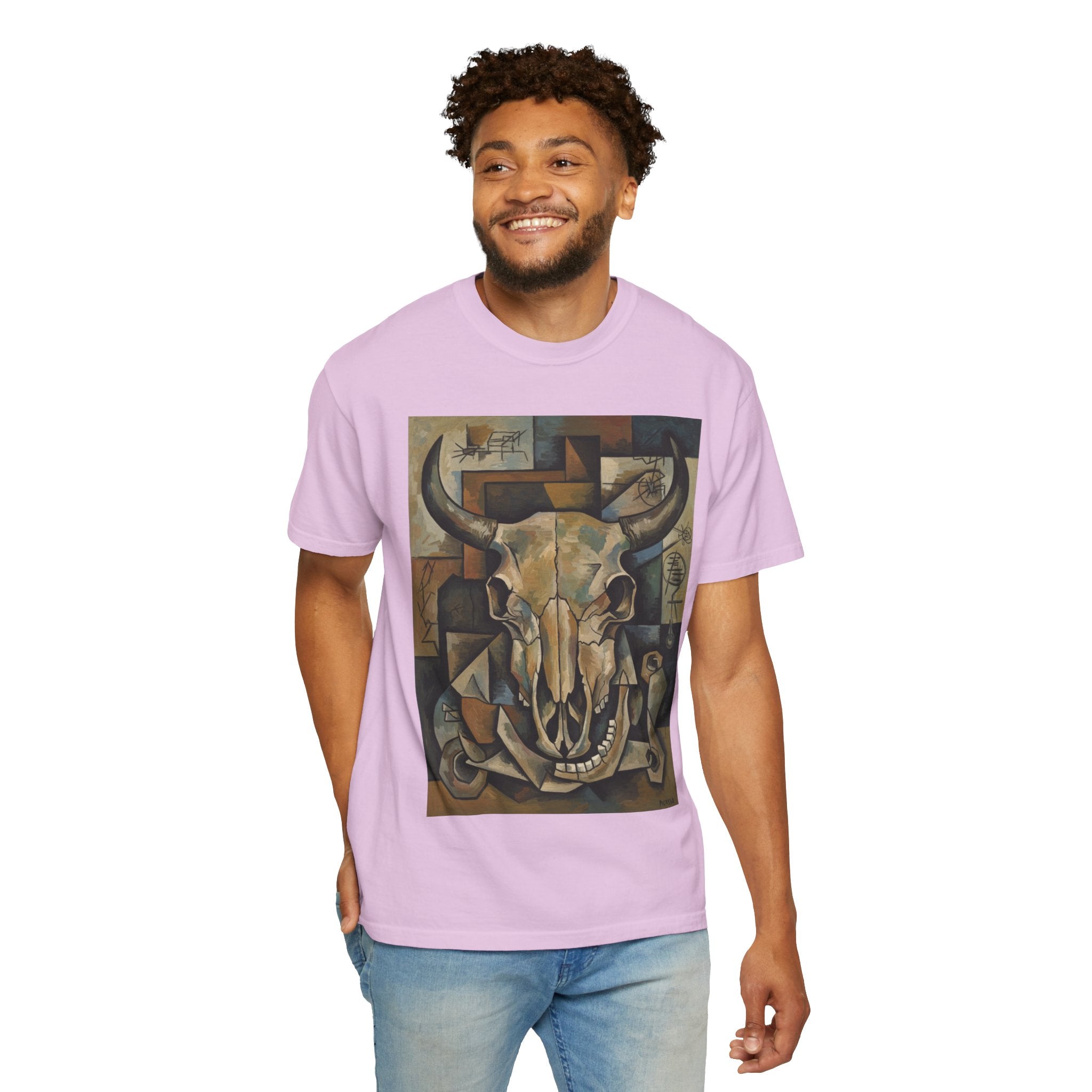 Bull Skull Art T-Shirt — Southwestern Cubist Skull Graphic Tee