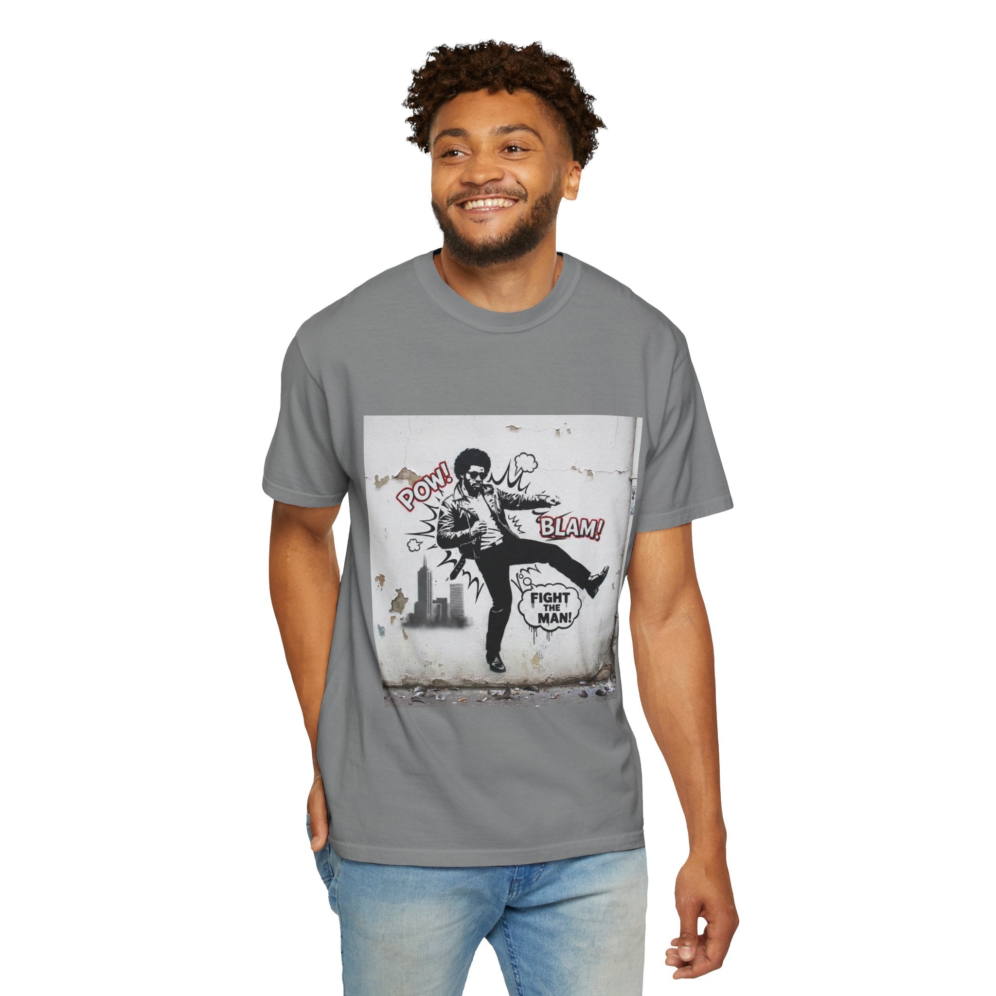 Fight the Man Graphic T-Shirt — Retro Comic Street Art Tee