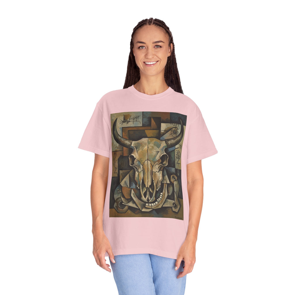 Bull Skull Art T-Shirt — Southwestern Cubist Skull Graphic Tee