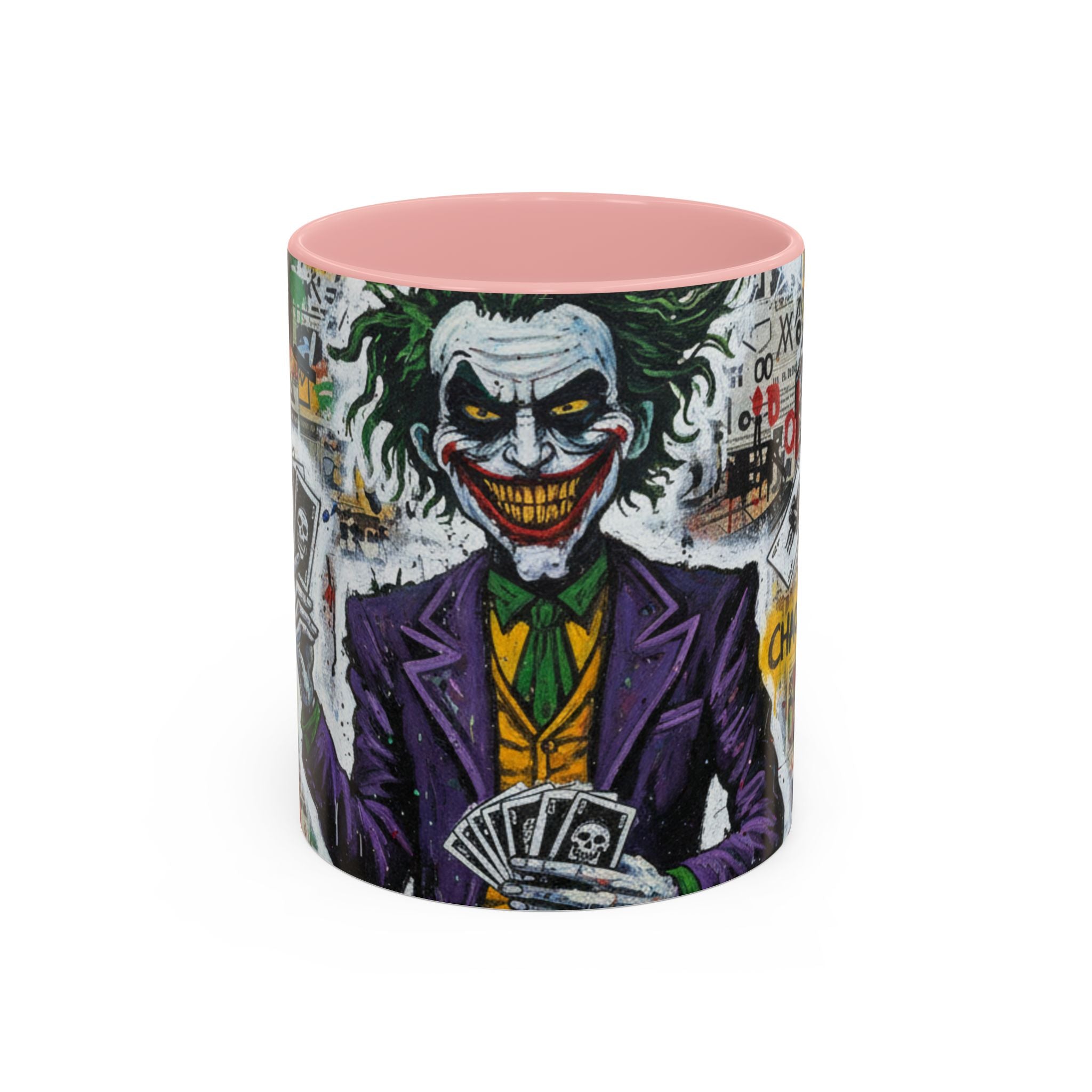 Joker Graffiti Accent Coffee Mug – Street Art Batman Villain Design (11/15 oz)