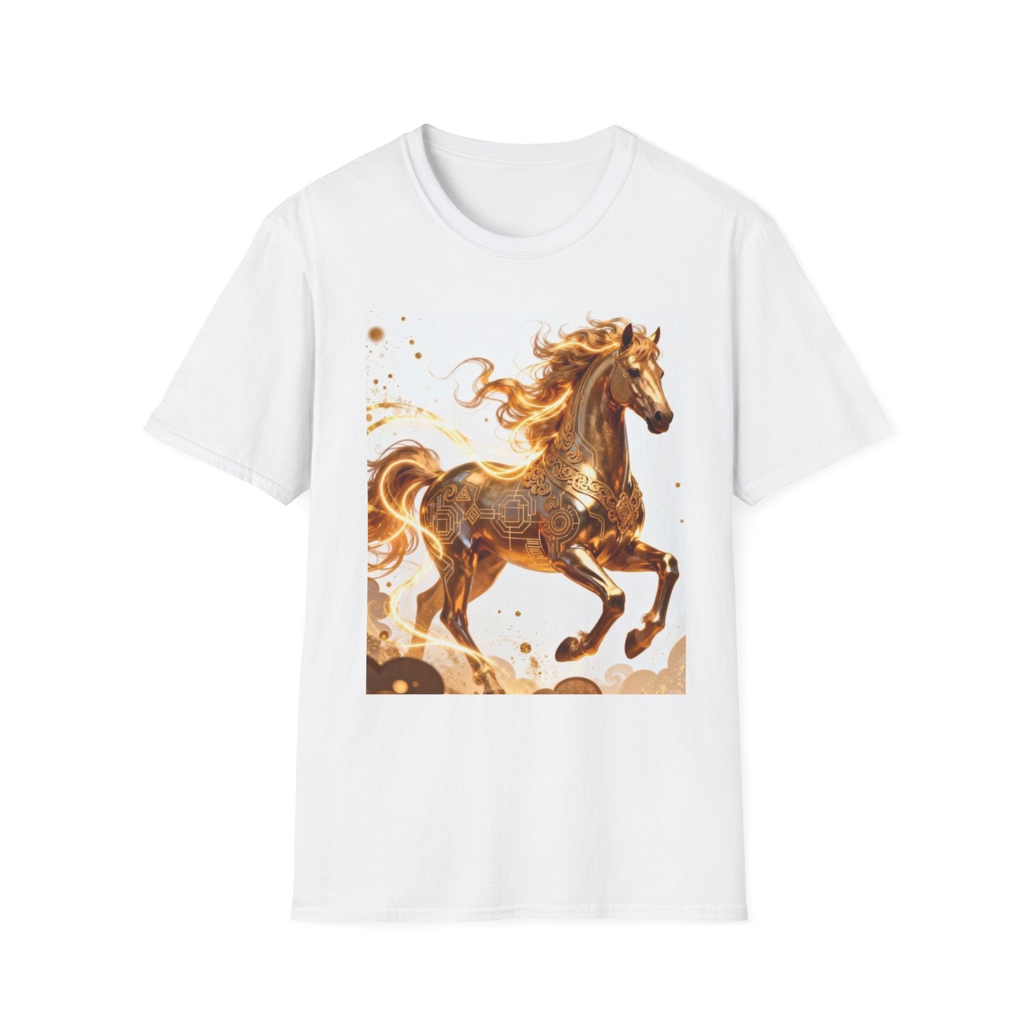 Golden Gallop Horse T-Shirt — Metallic Foil Stallion Graphic Tee