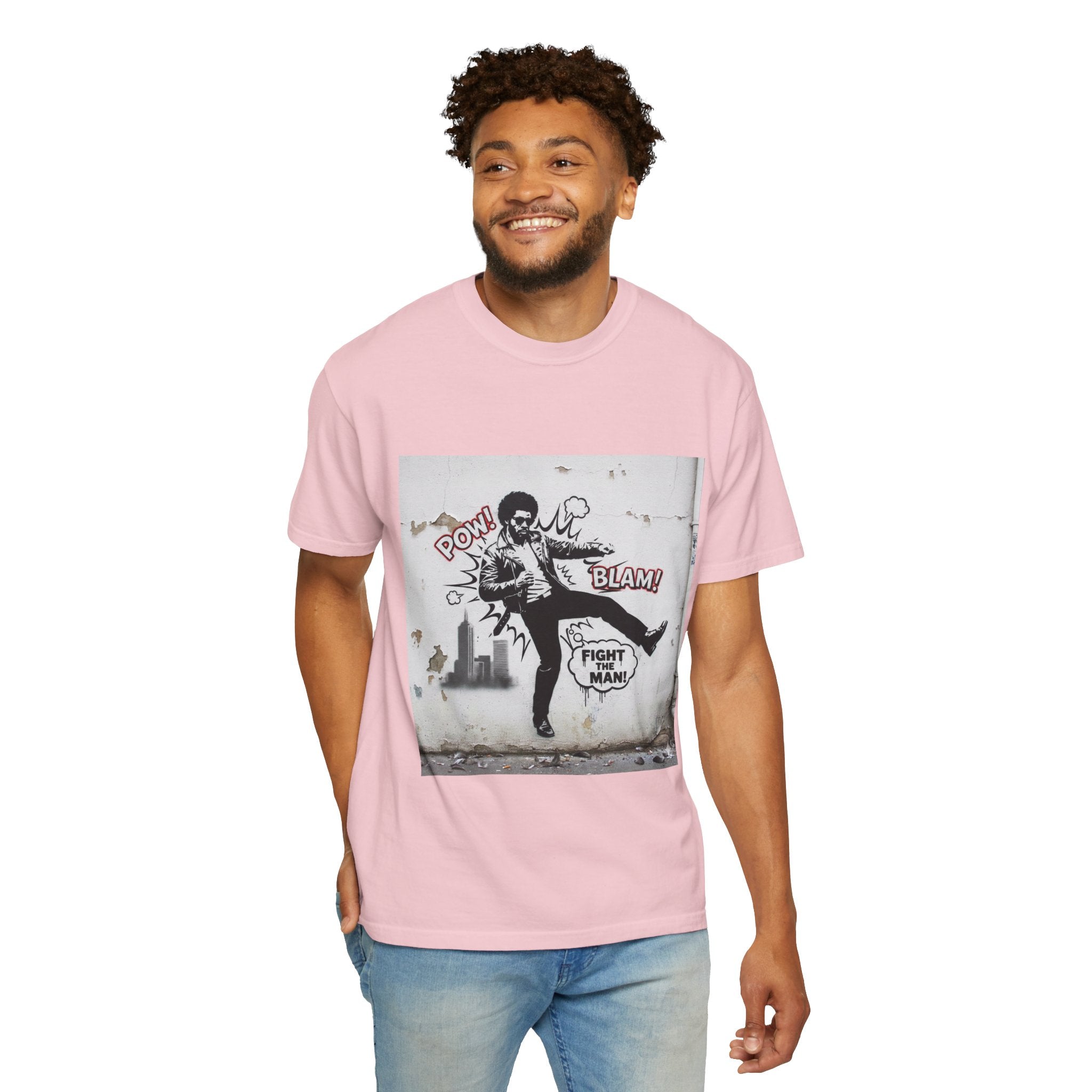 Fight the Man Graphic T-Shirt — Retro Comic Street Art Tee