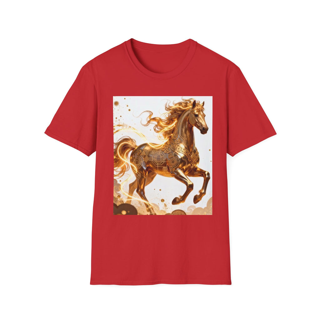 Golden Gallop Horse T-Shirt — Metallic Foil Stallion Graphic Tee
