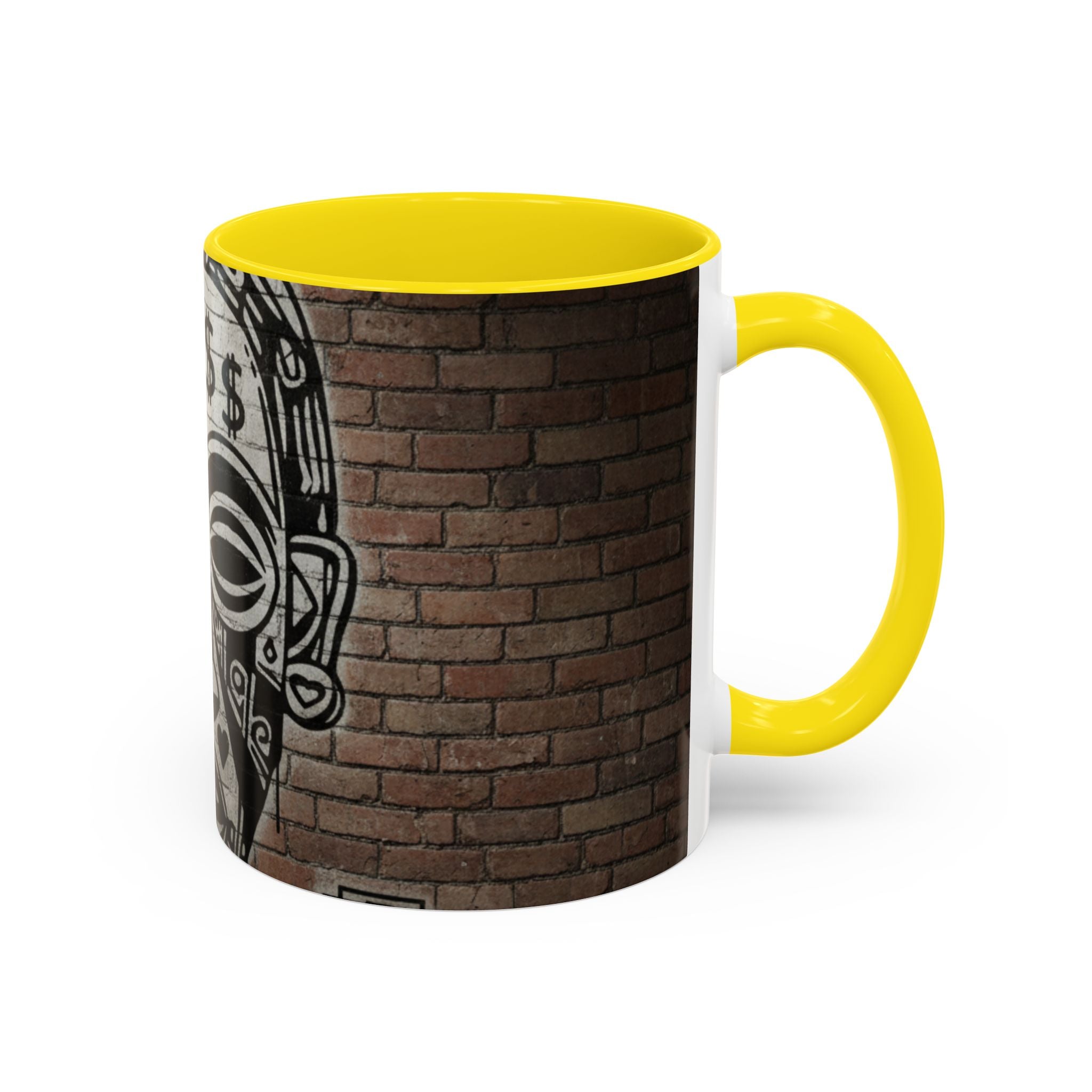 Tribal Mask Street Art Accent Coffee Mug — Graffiti Skull Design (11/15oz)