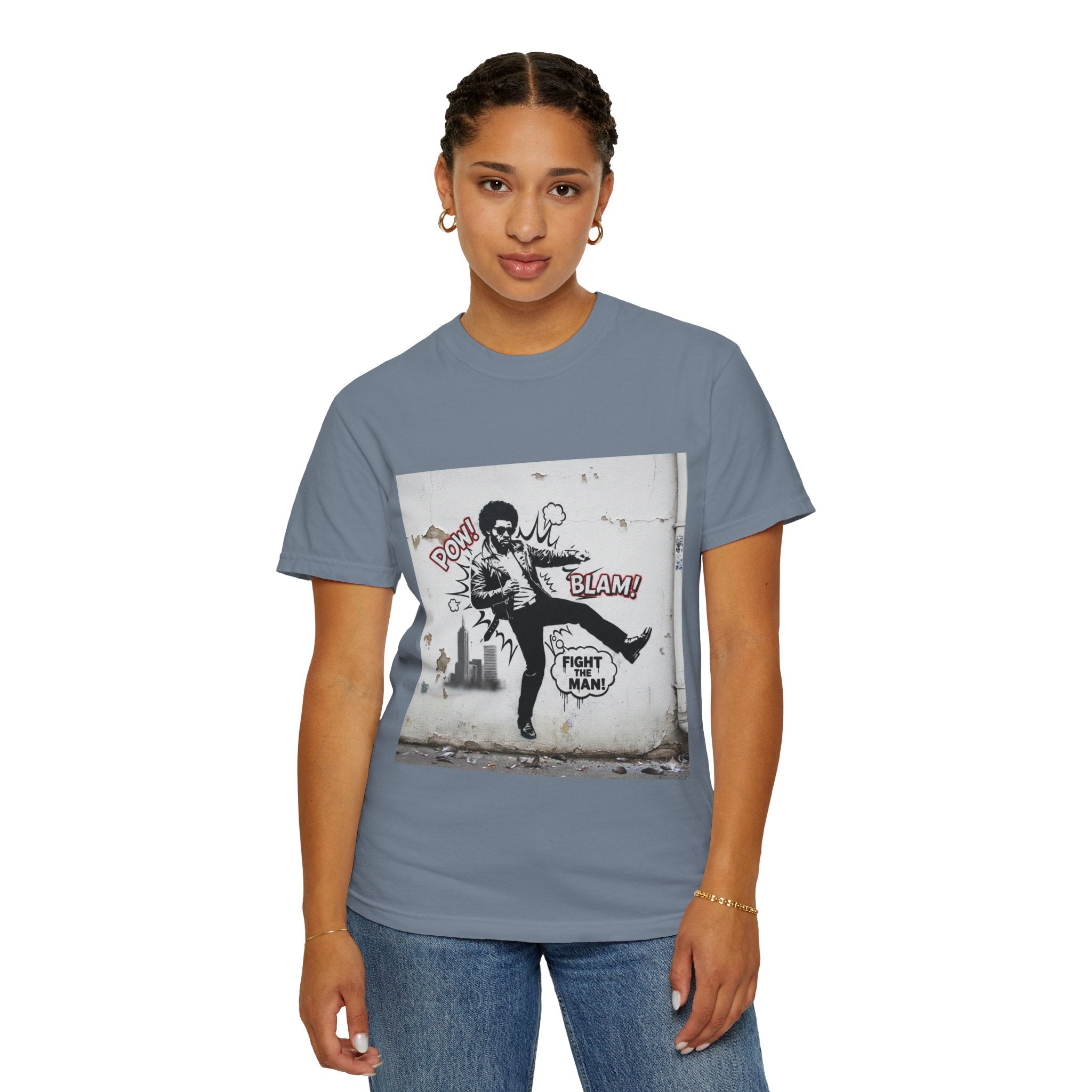Fight the Man Graphic T-Shirt — Retro Comic Street Art Tee
