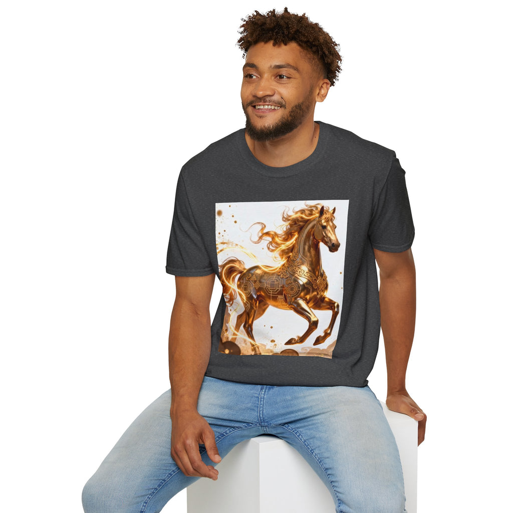 Golden Gallop Horse T-Shirt — Metallic Foil Stallion Graphic Tee