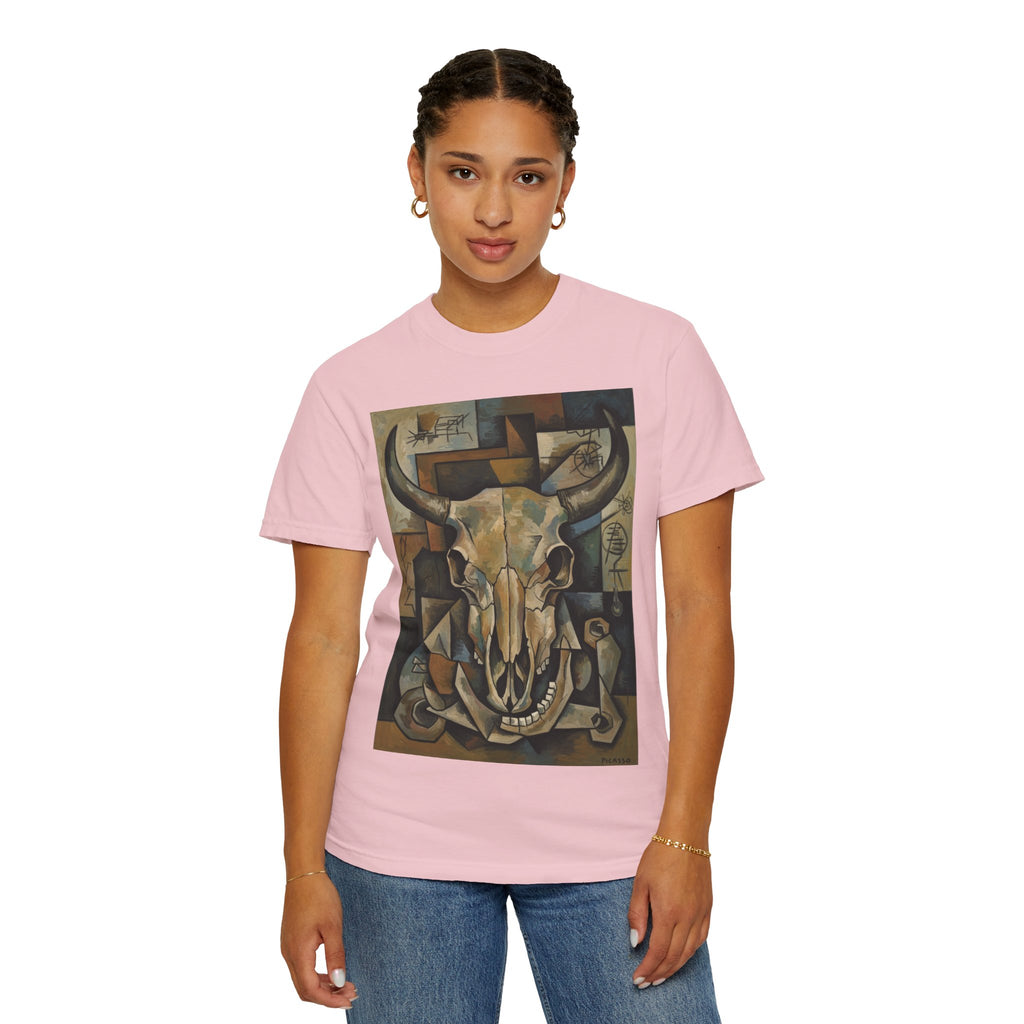 Bull Skull Art T-Shirt — Southwestern Cubist Skull Graphic Tee