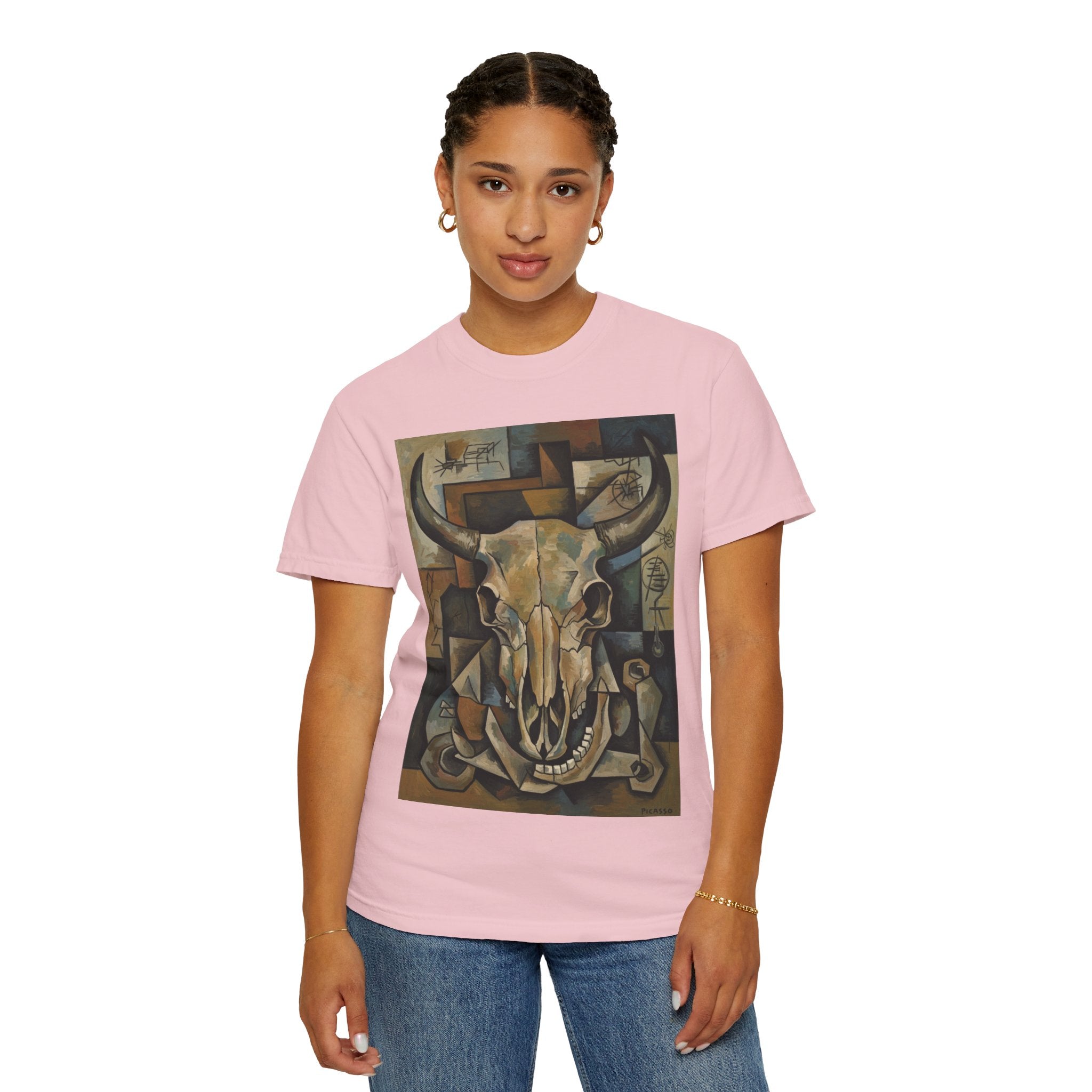 Bull Skull Art T-Shirt — Southwestern Cubist Skull Graphic Tee