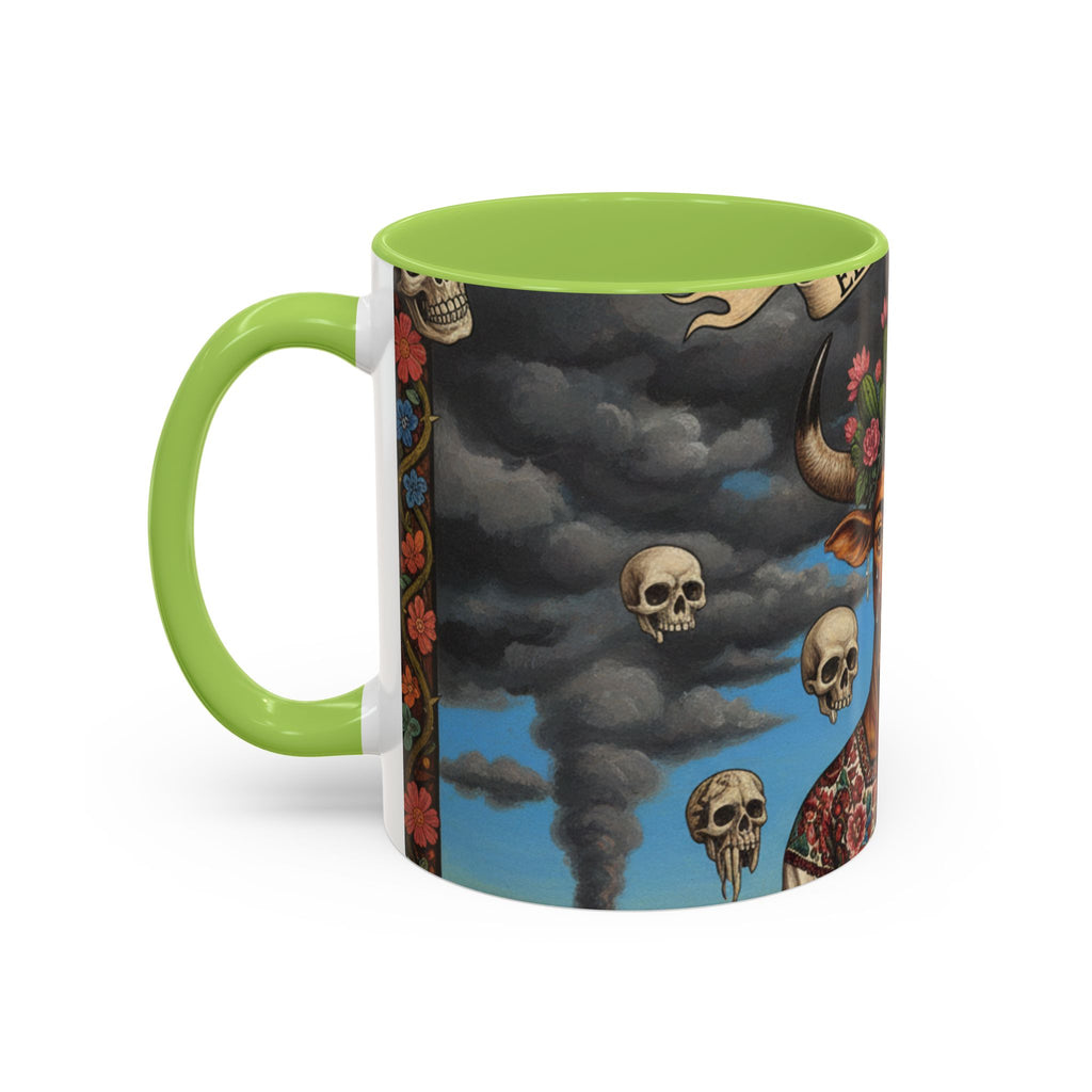Surreal Folk Art Accent Mug — Cow Deity Holding Heart (11/15oz)