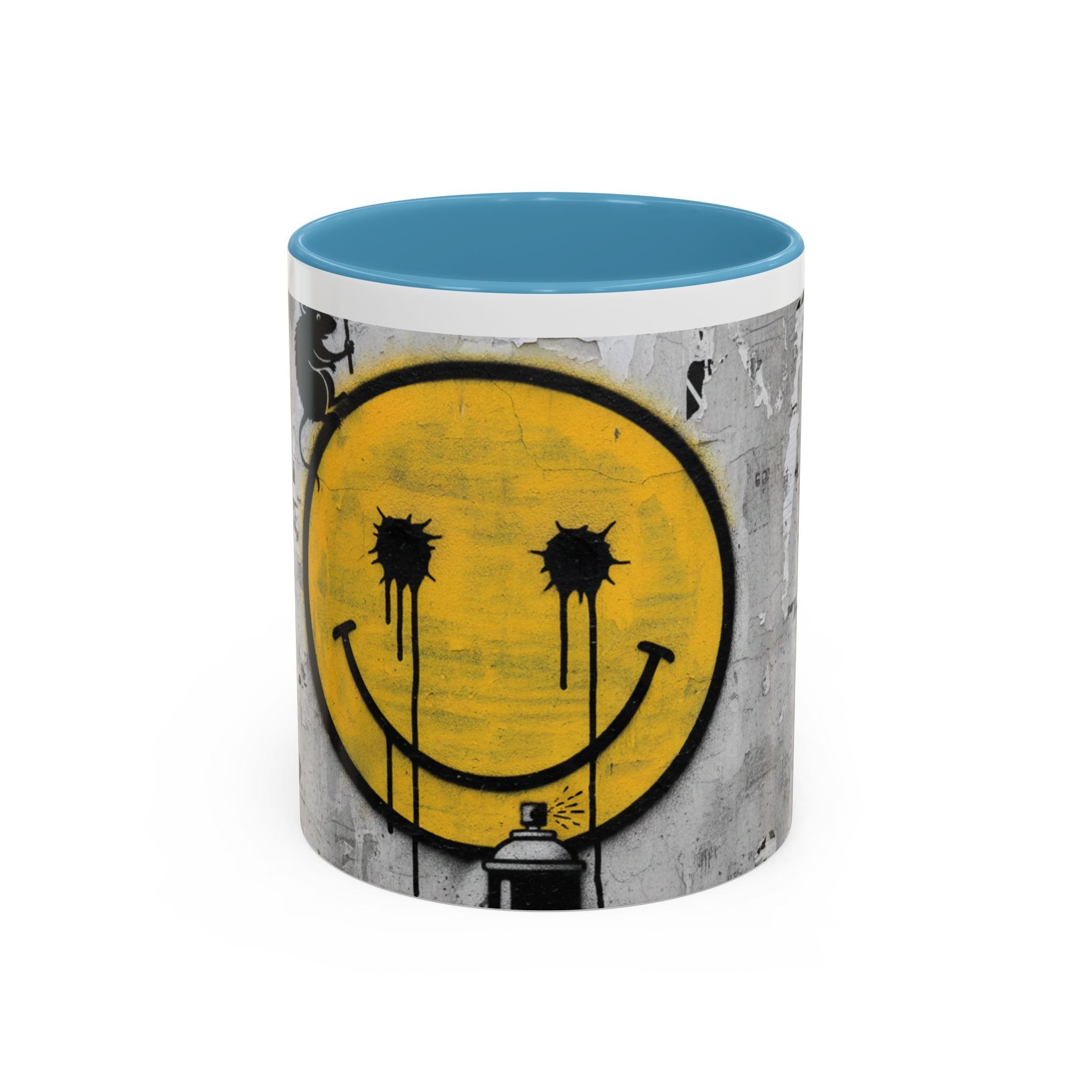 Graffiti Smiley Accent Coffee Mug – Dripping Eyes Street Art Design (11/15oz)