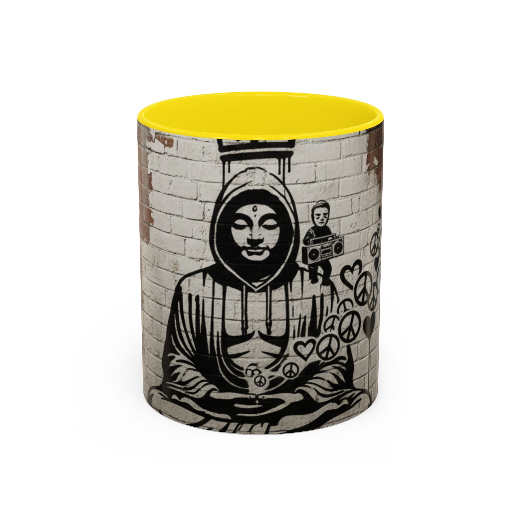 Buddha Street Art Accent Coffee Mug — Graffiti Meditation Design