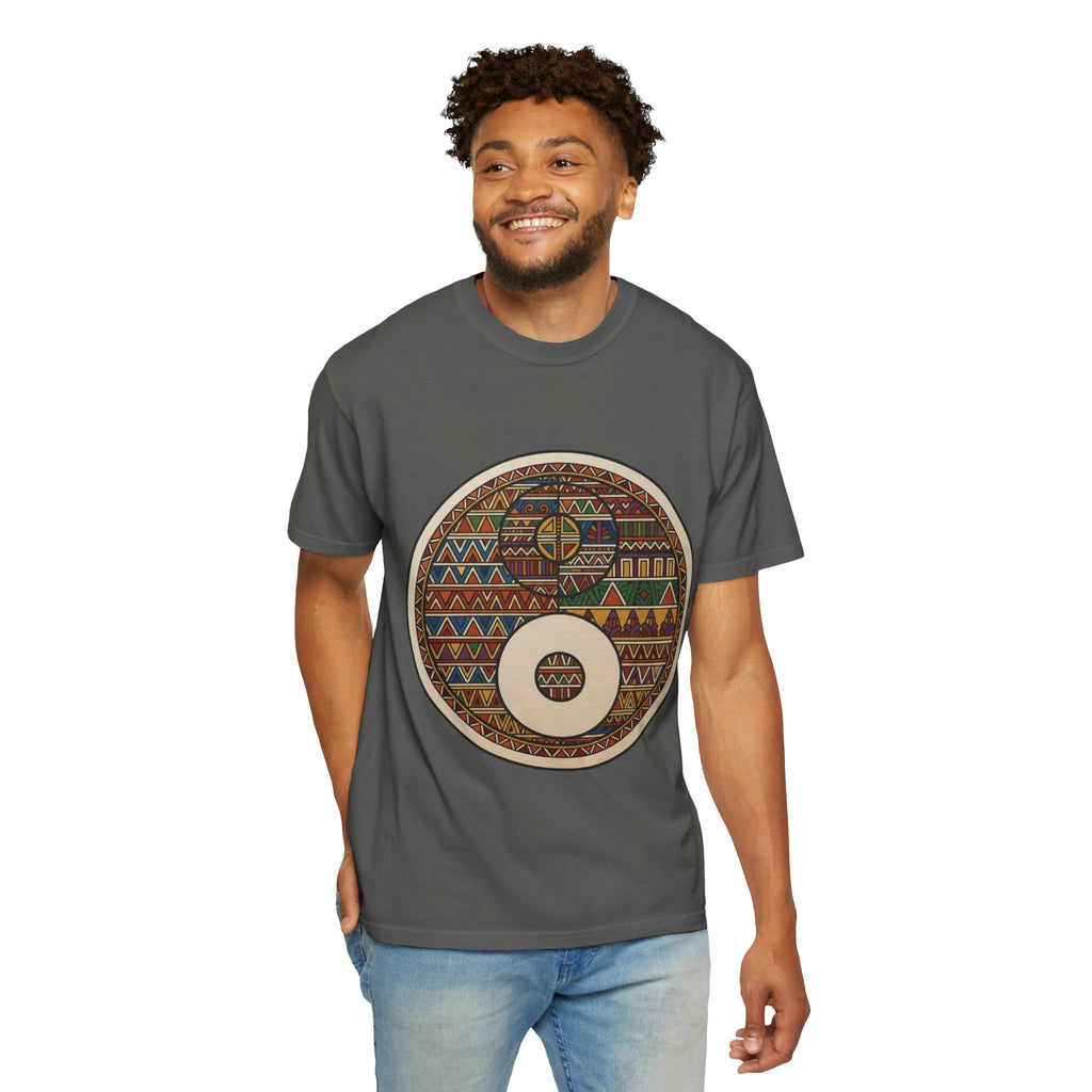 Aztec Drum Graphic T-Shirt — Tribal Pattern Music Tee